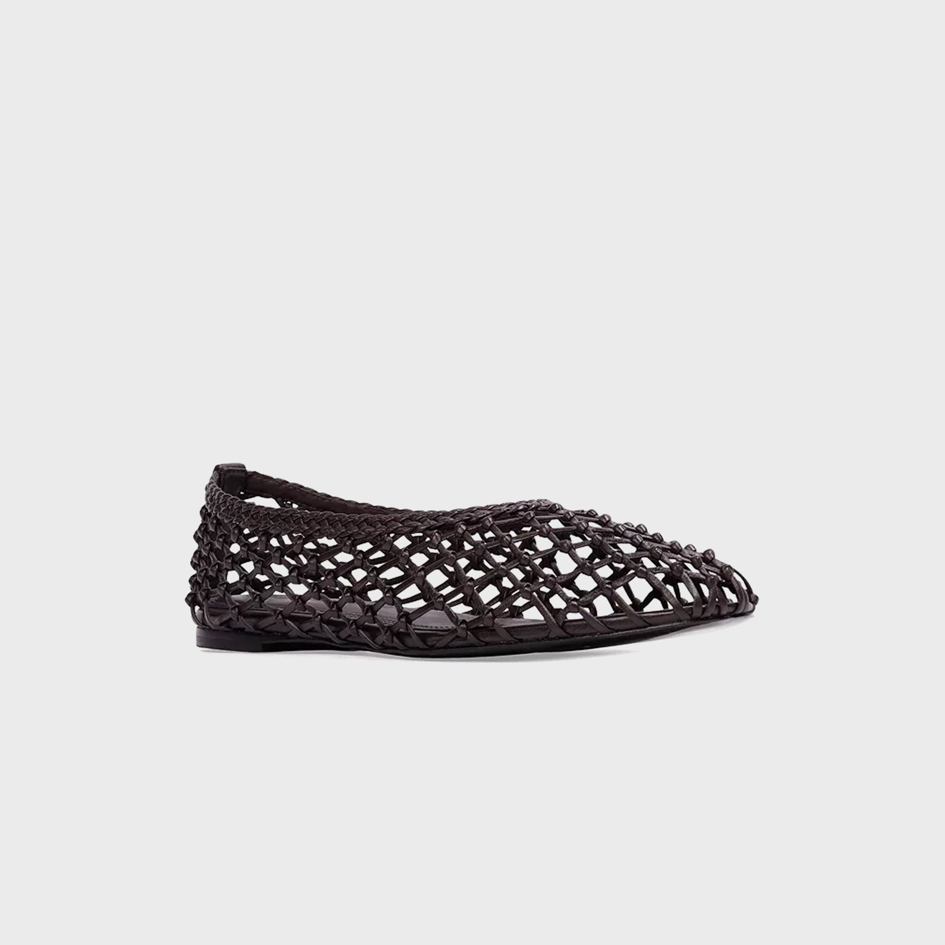 Black Suede Studio Sonia Ballerina Flat - Black Coffee Leather