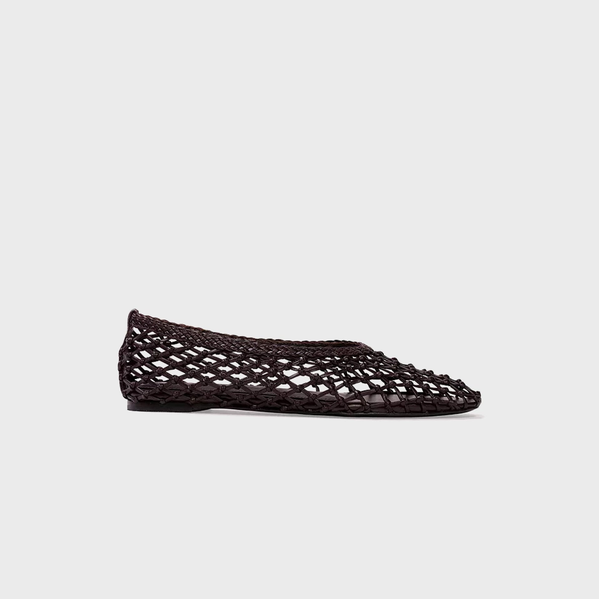 Black Suede Studio Sonia Ballerina Flat - Black Coffee Leather