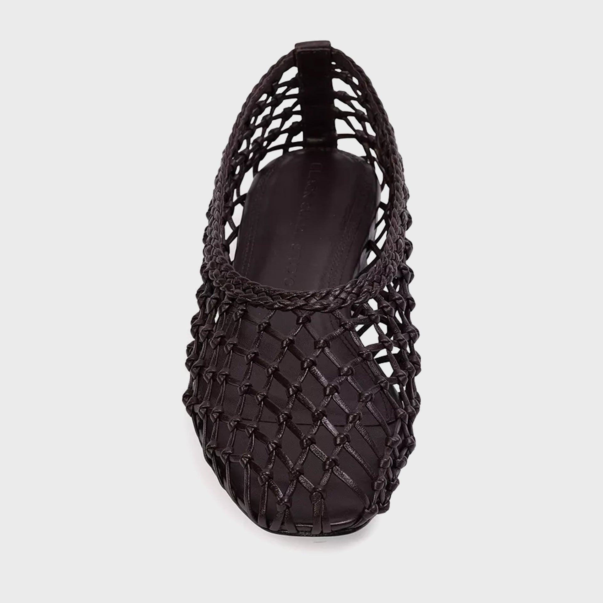 Black Suede Studio Sonia Ballerina Flat - Black Coffee Leather