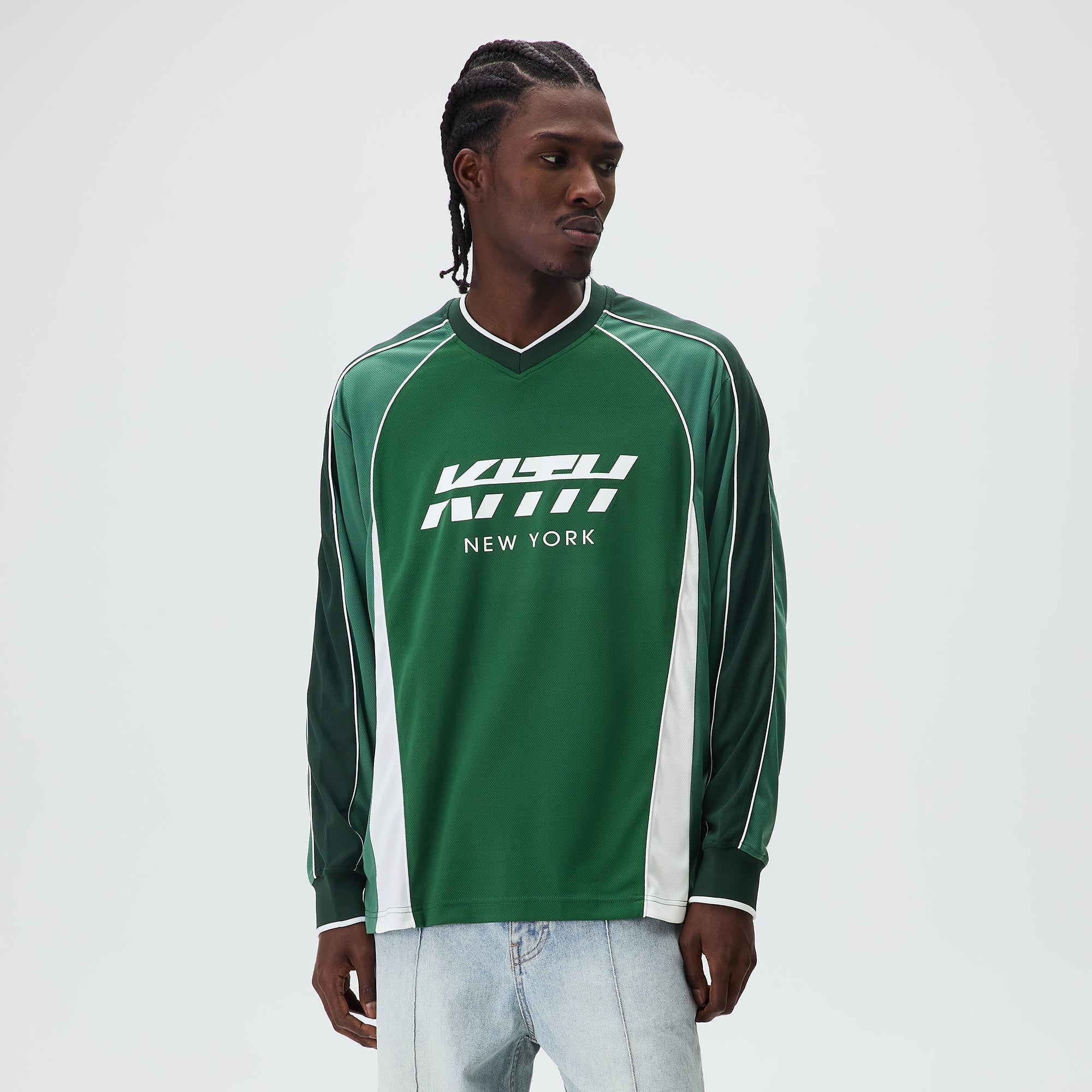 トップス Kith Malik Long Sleeve Mesh Jersey L Kith Malik Long Sleeve Mesh Jersey - Conifer – Kith UK