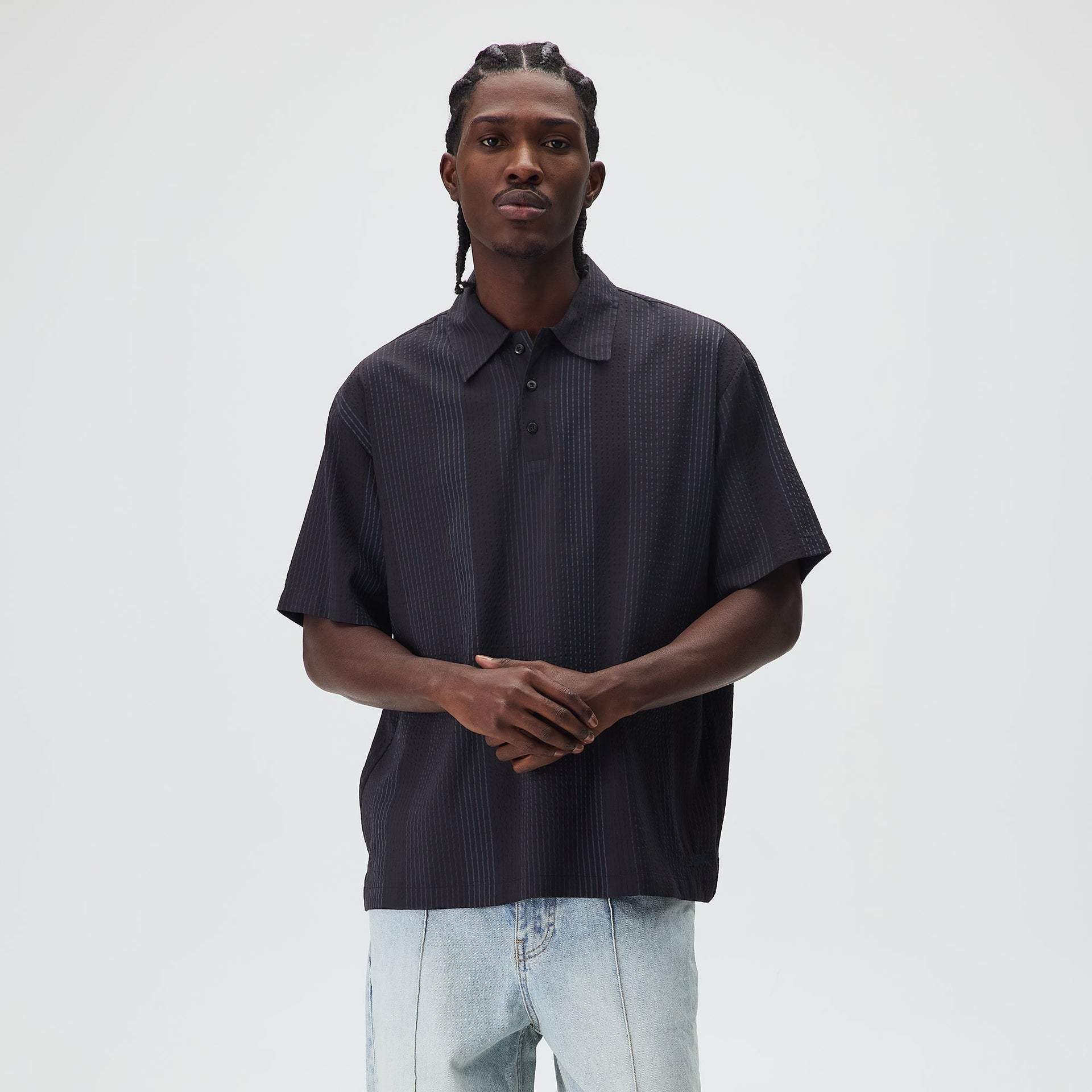 Kith Seersucker Harway Polo - Nocturnal