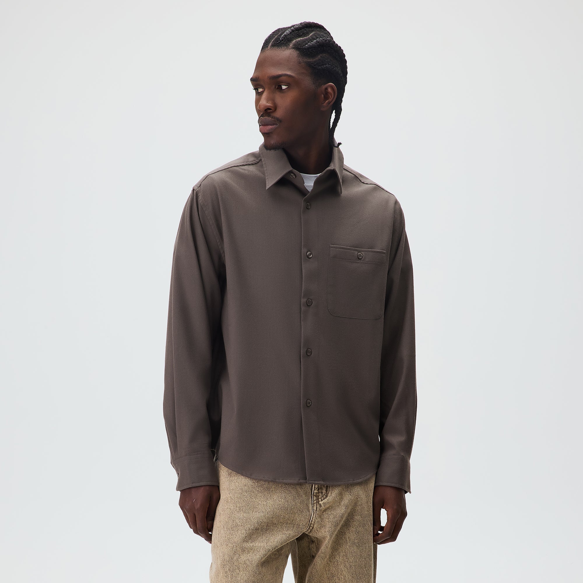 Kith Flannel Tomas Buttondown Shirt - Mineral – Kith UK