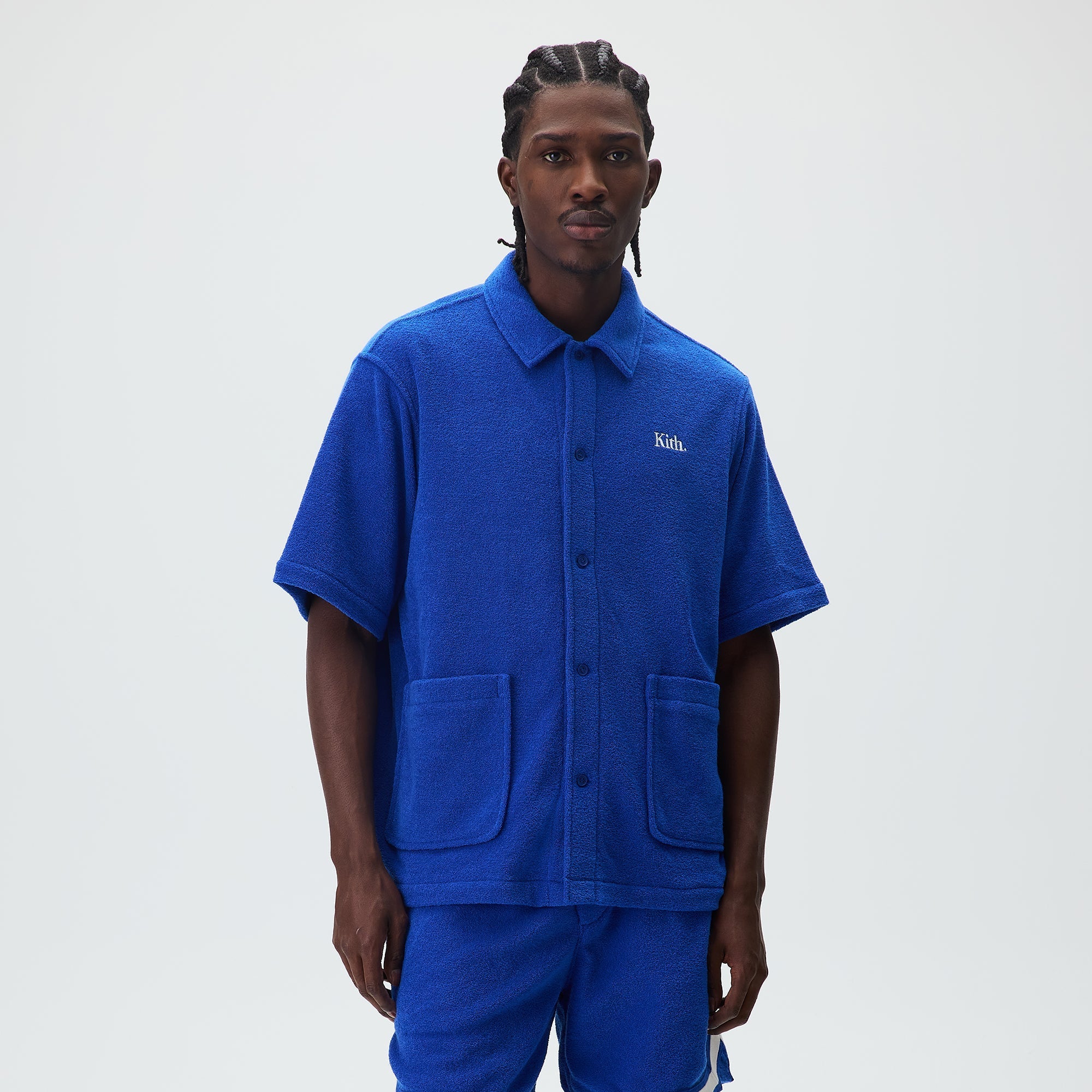 Kith Towel Boucle Boxy Collared Overshirt - Cyclone – Kith UK