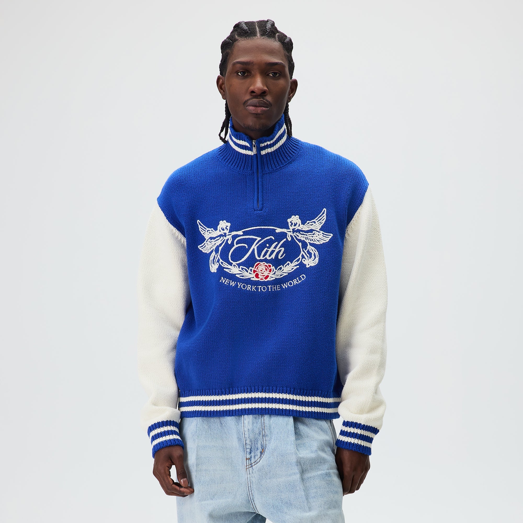 Kith Quarter Zip Wyona Sweater - Cyclone – Kith UK