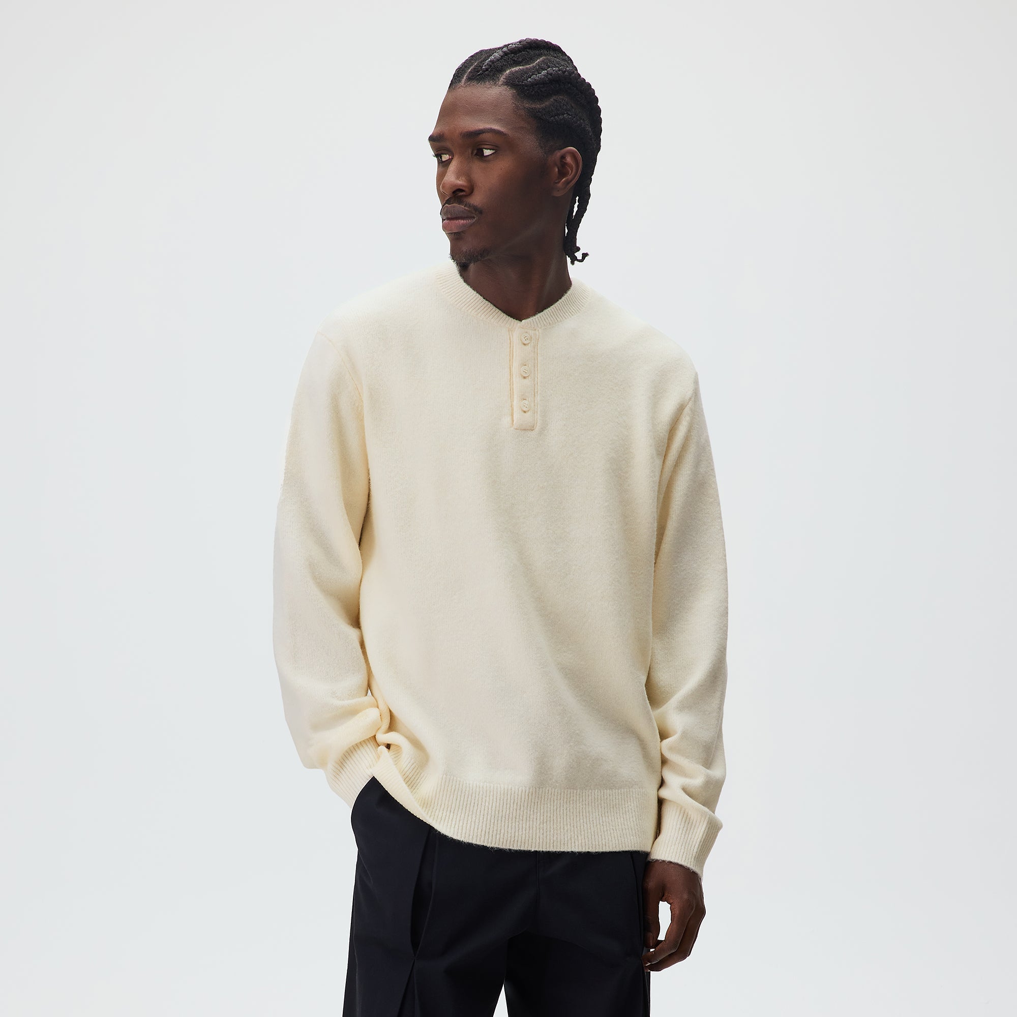 Kith Boucle Harmon Henley Sweater - Sandrift – Kith UK