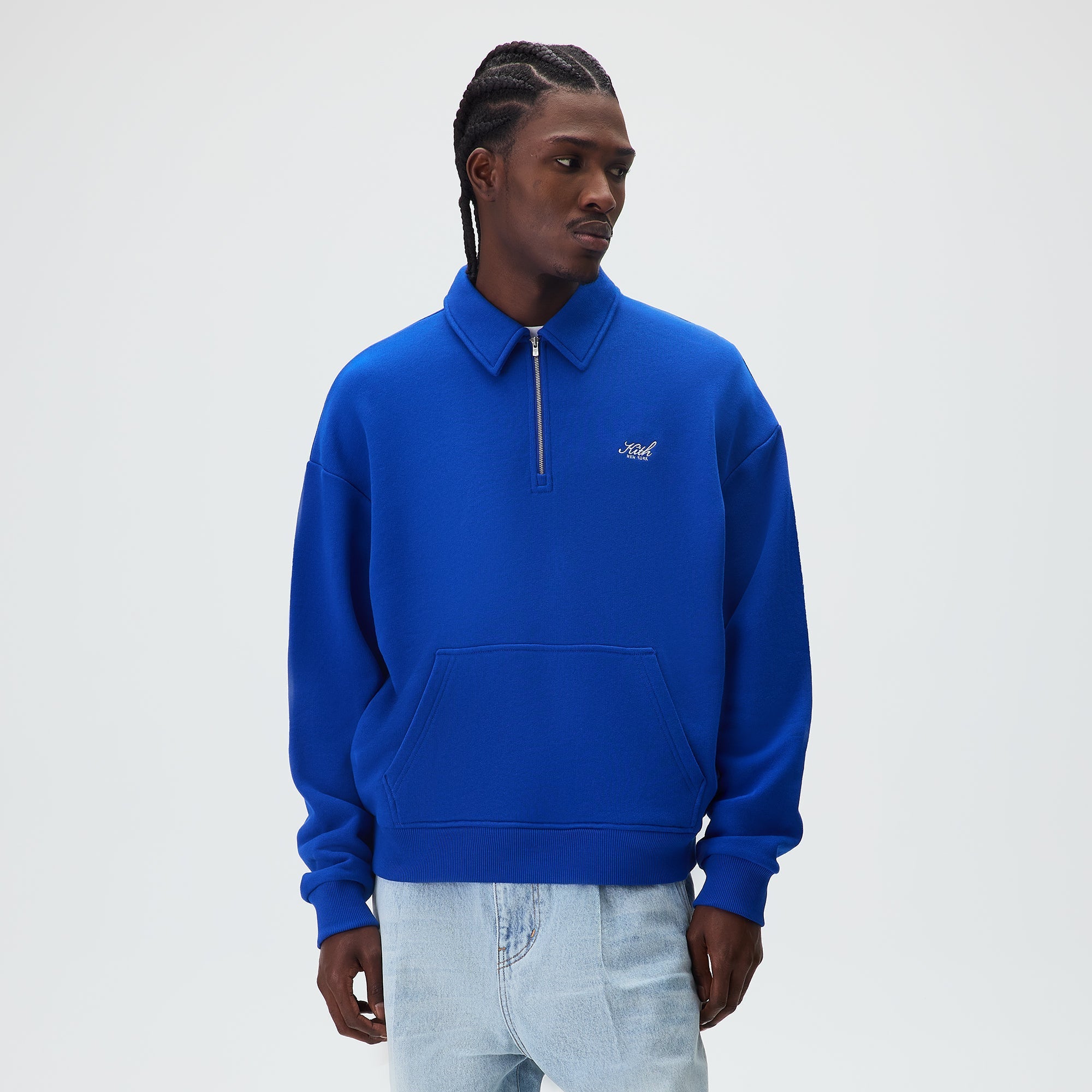 Kith Quarter Zip Popover Sweatshirt - Cyclone – Kith UK