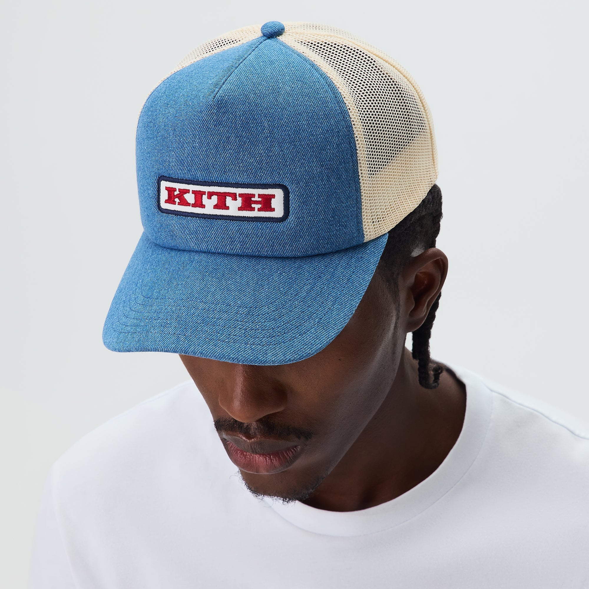 Kith Legacy Denim Nolan Trucker Hat - Mid Indigo – Kith UK