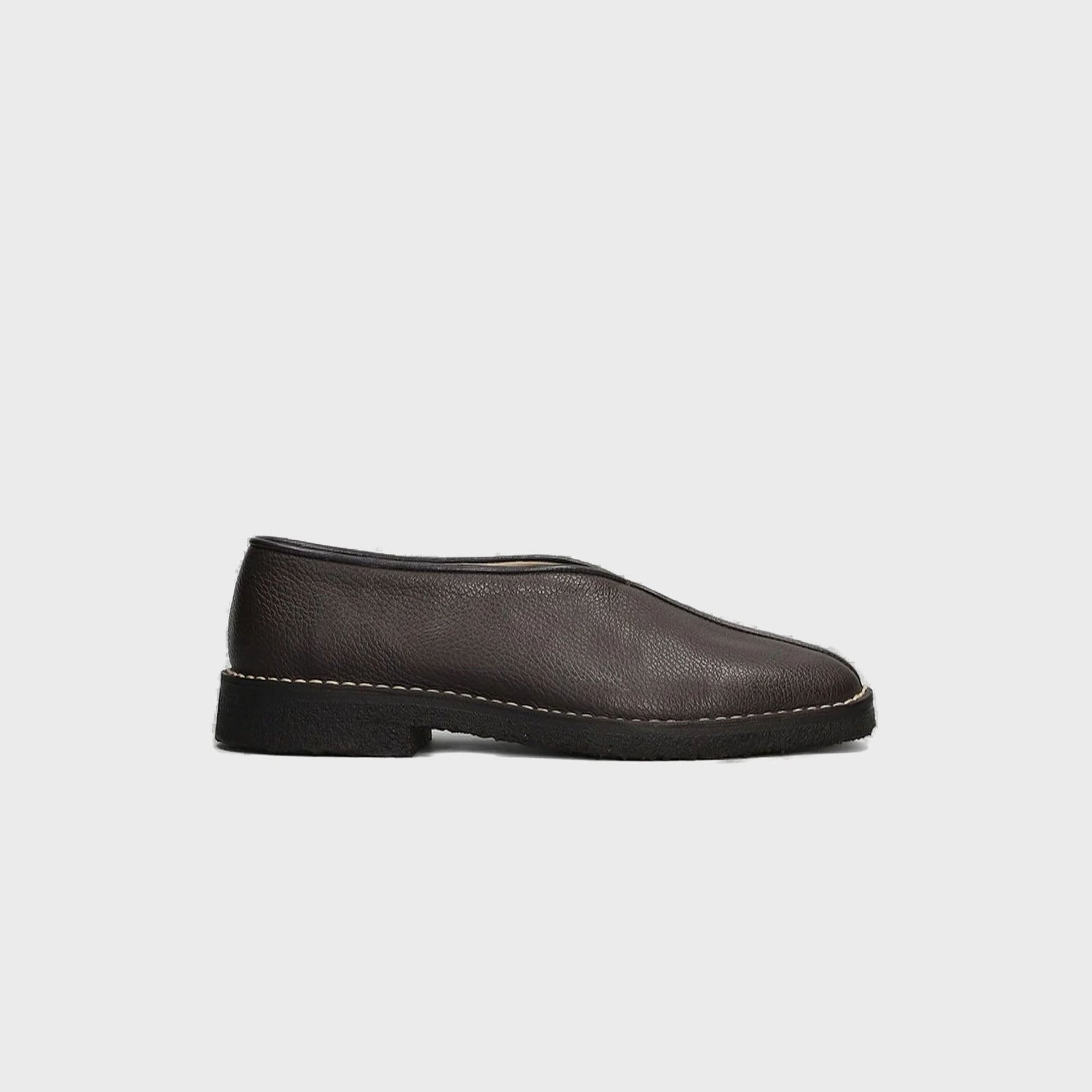 Lemaire Piped Crepe Slipper - Dark Brown