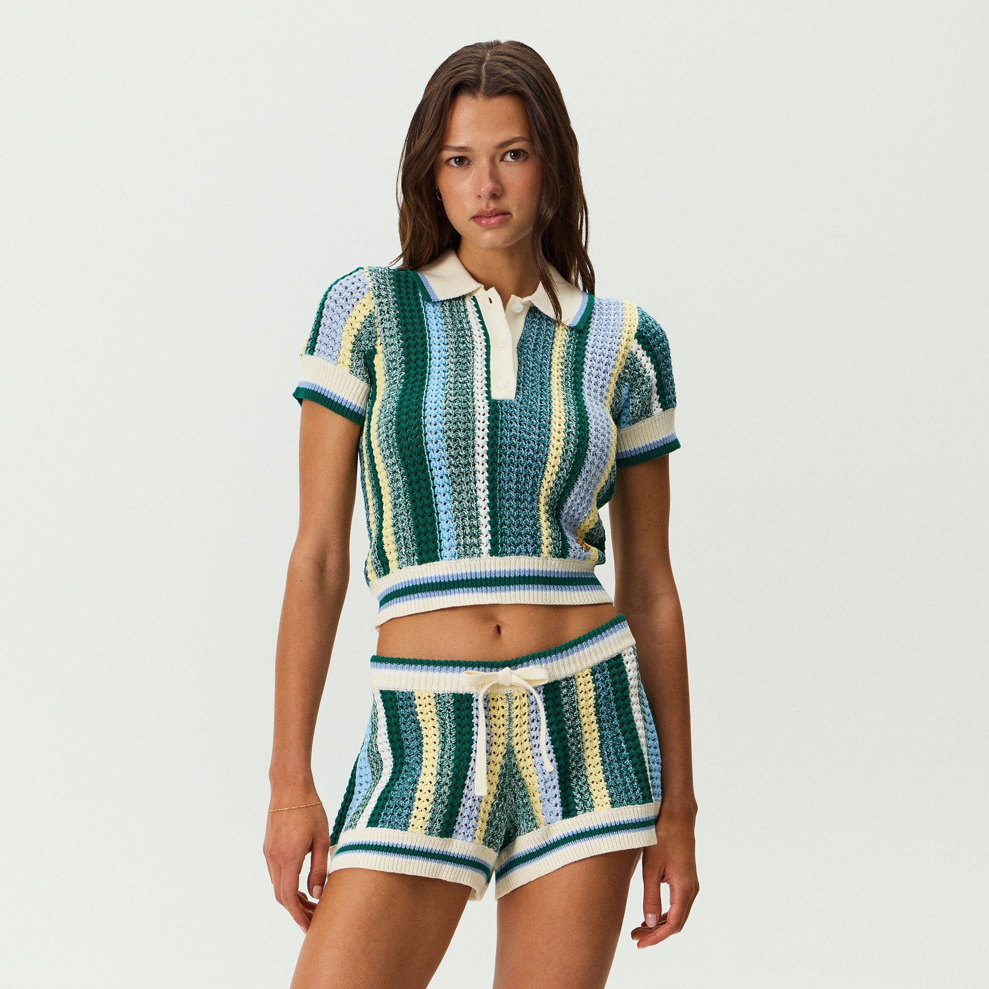【新品】KITH 2025 Crochet Knit Polo（ハーフジップ） Kith Women Riven Crochet Polo - Majestic – Kith UK