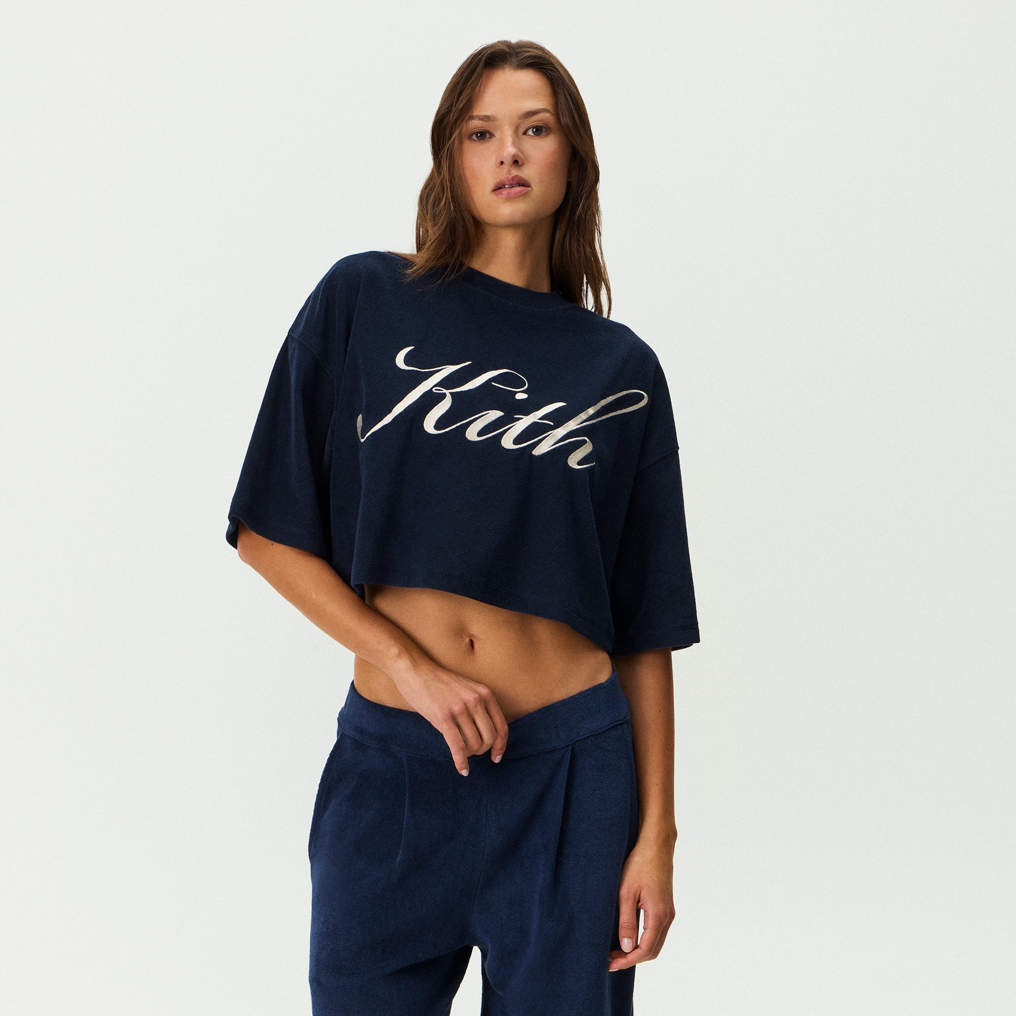 Kith Women Min Towel Terry Cropped Tee - Nocturnal – Kith UK
