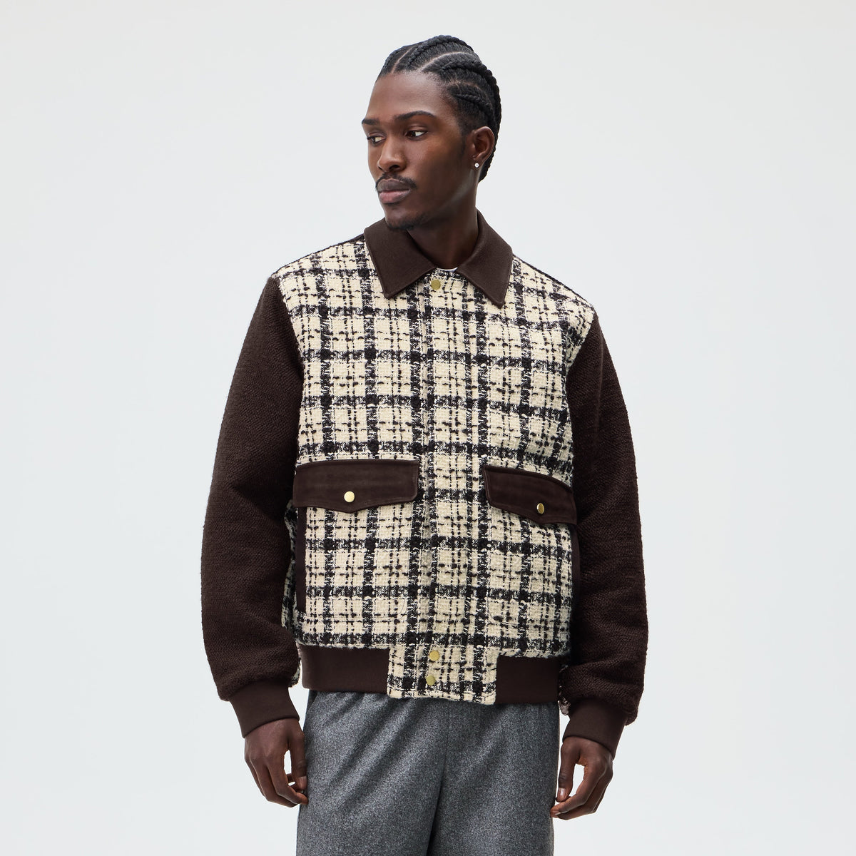 &Kin Mixed Tweed Hawthorne Flight Jacket - Sandrift - PH