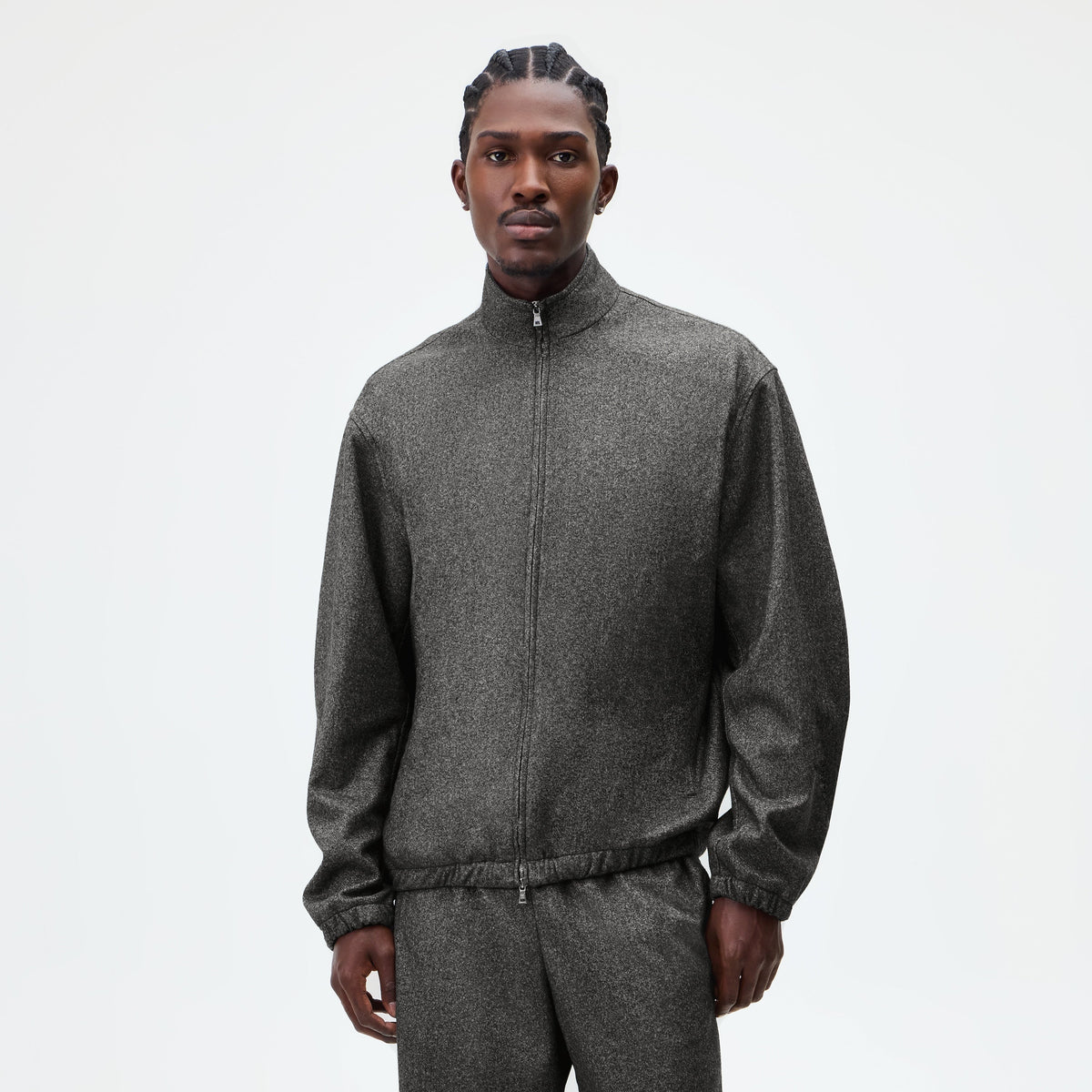 &Kin Flannel Jersey Stephen Track Jacket - Charcoal Heather - PH