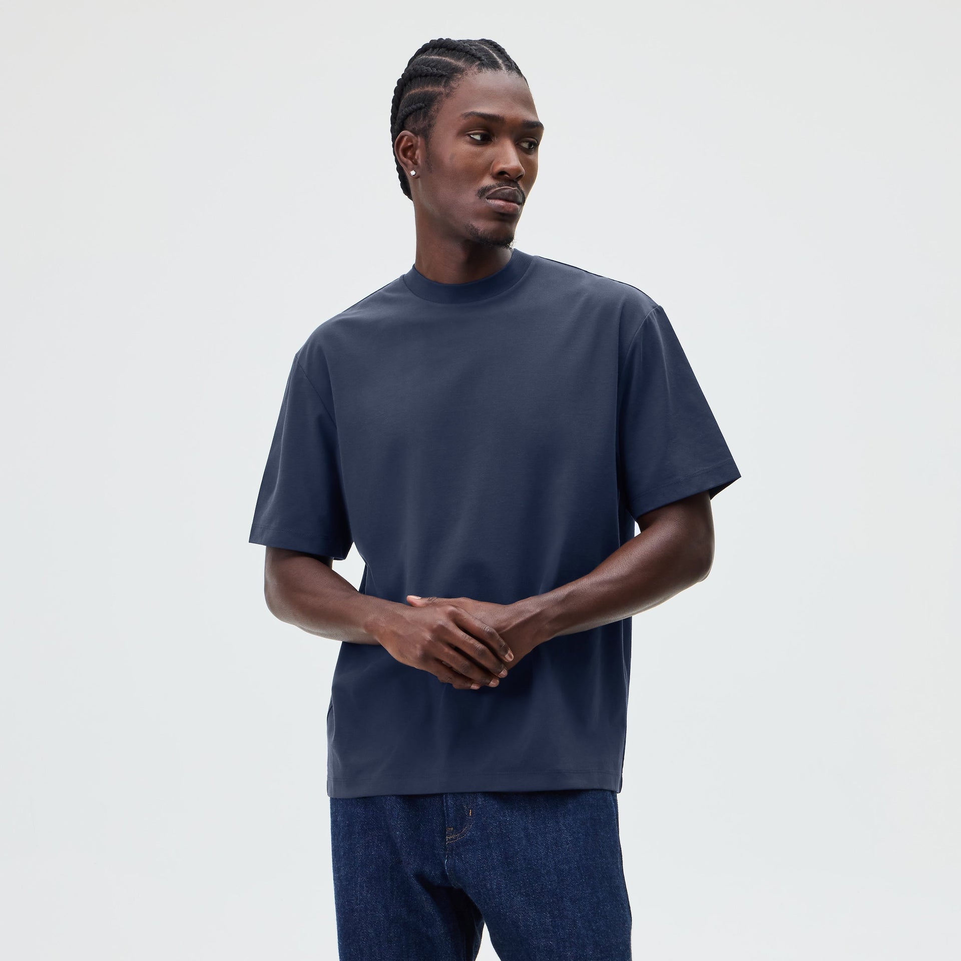 &Kin Mock Neck Albie Tee - Nocturnal