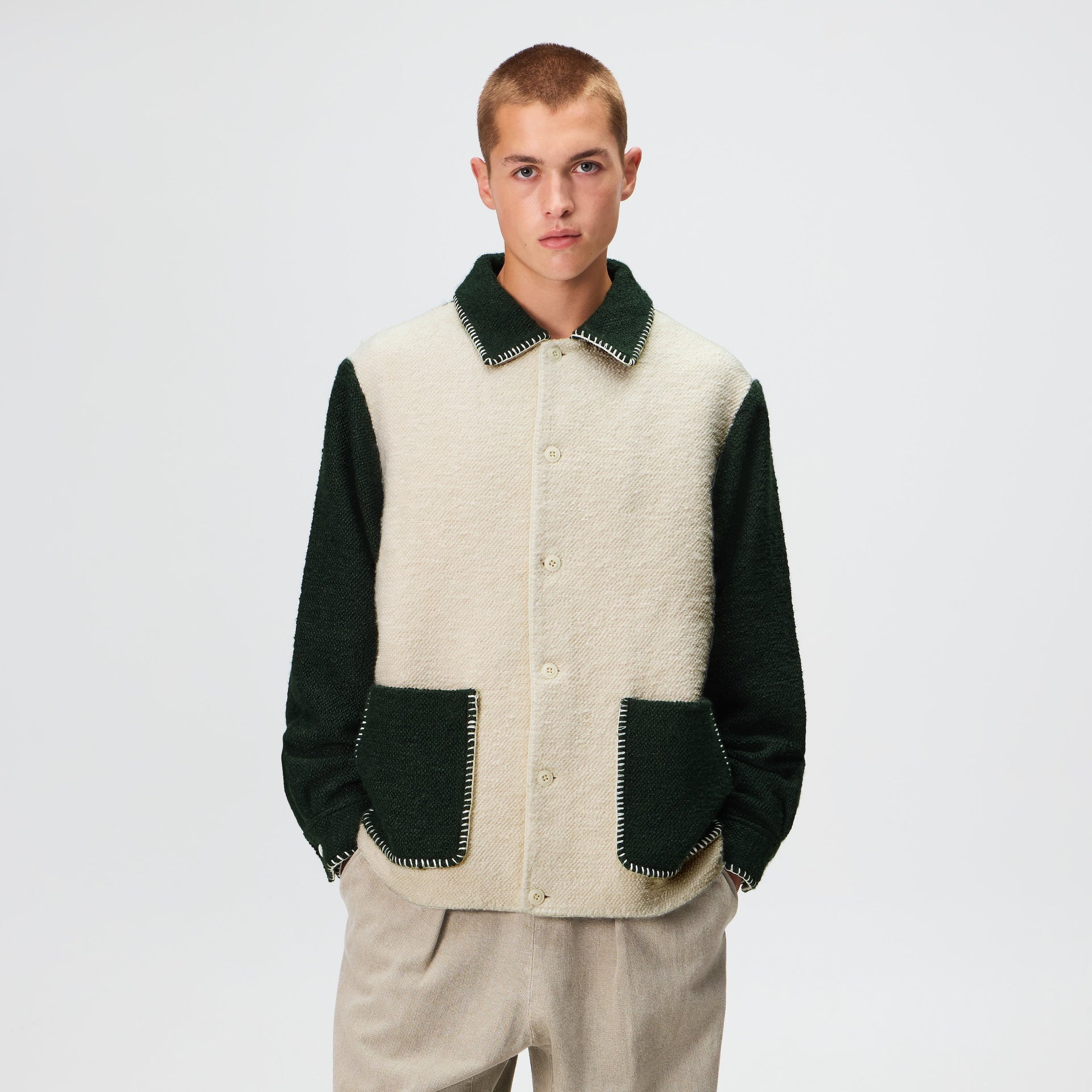 Kith Boucle Boxy Collared Overshirt - Sandrift - PH