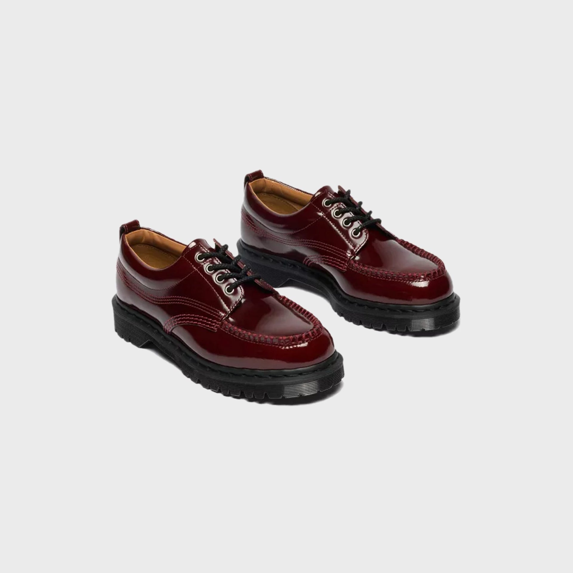 Dr. Martens Laquered Leather Moc Toe Lowell - Cherry Red