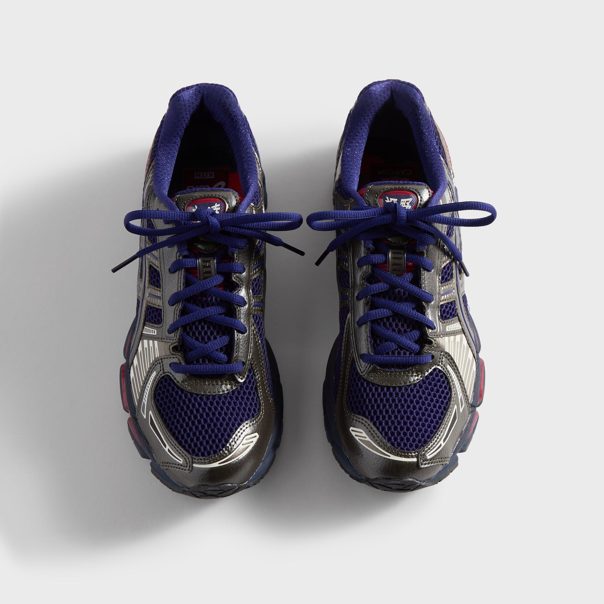 Marvel vs. Capcom | Kith for ASICS GEL-KAYANO® 12.1 Captain America vs. Guile Double Box - Dive Blue / Gunmetal / Deep Depths / Gunmetal