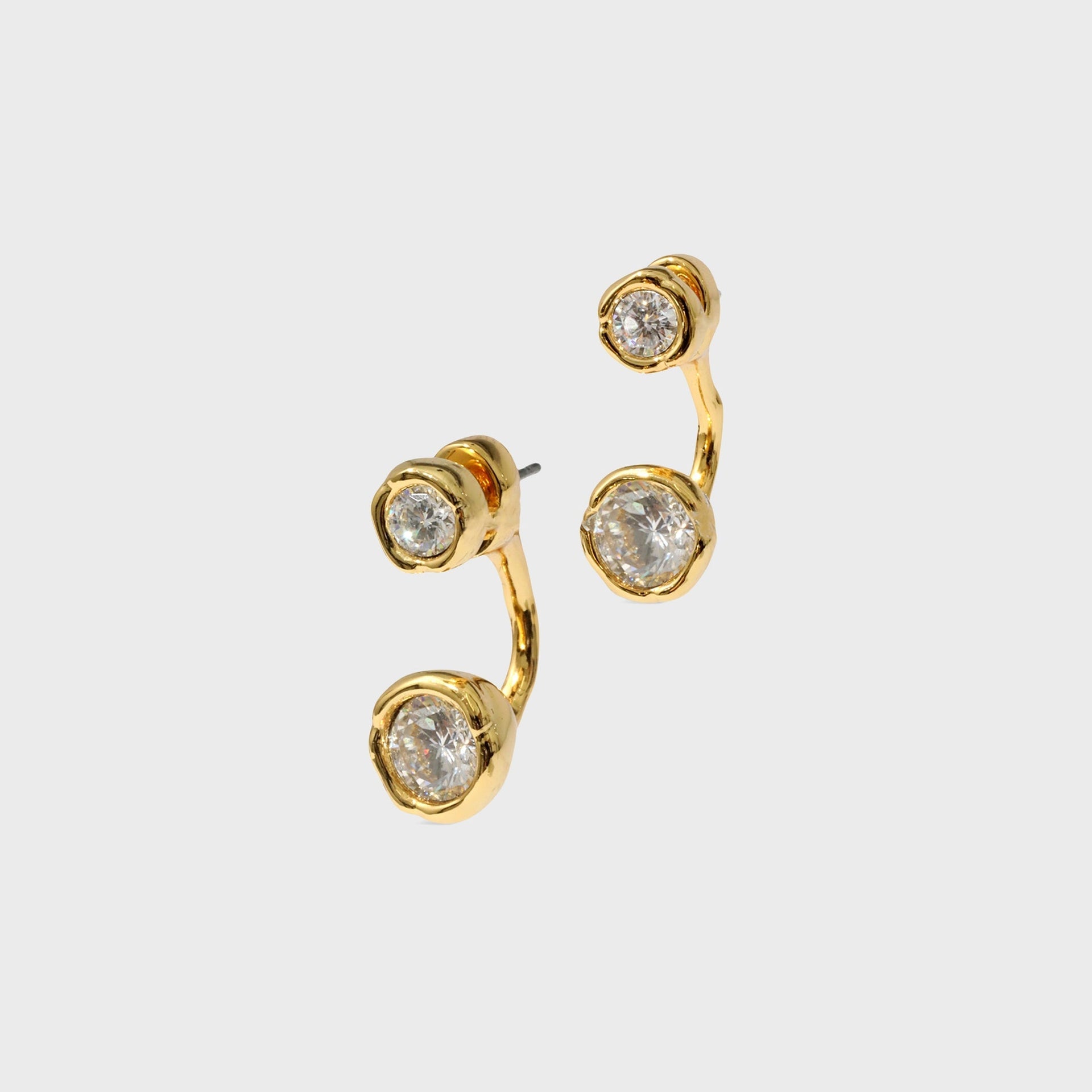 Alexis Bittar Asterales Gold Molten Front Back CZ Earrings - Gold