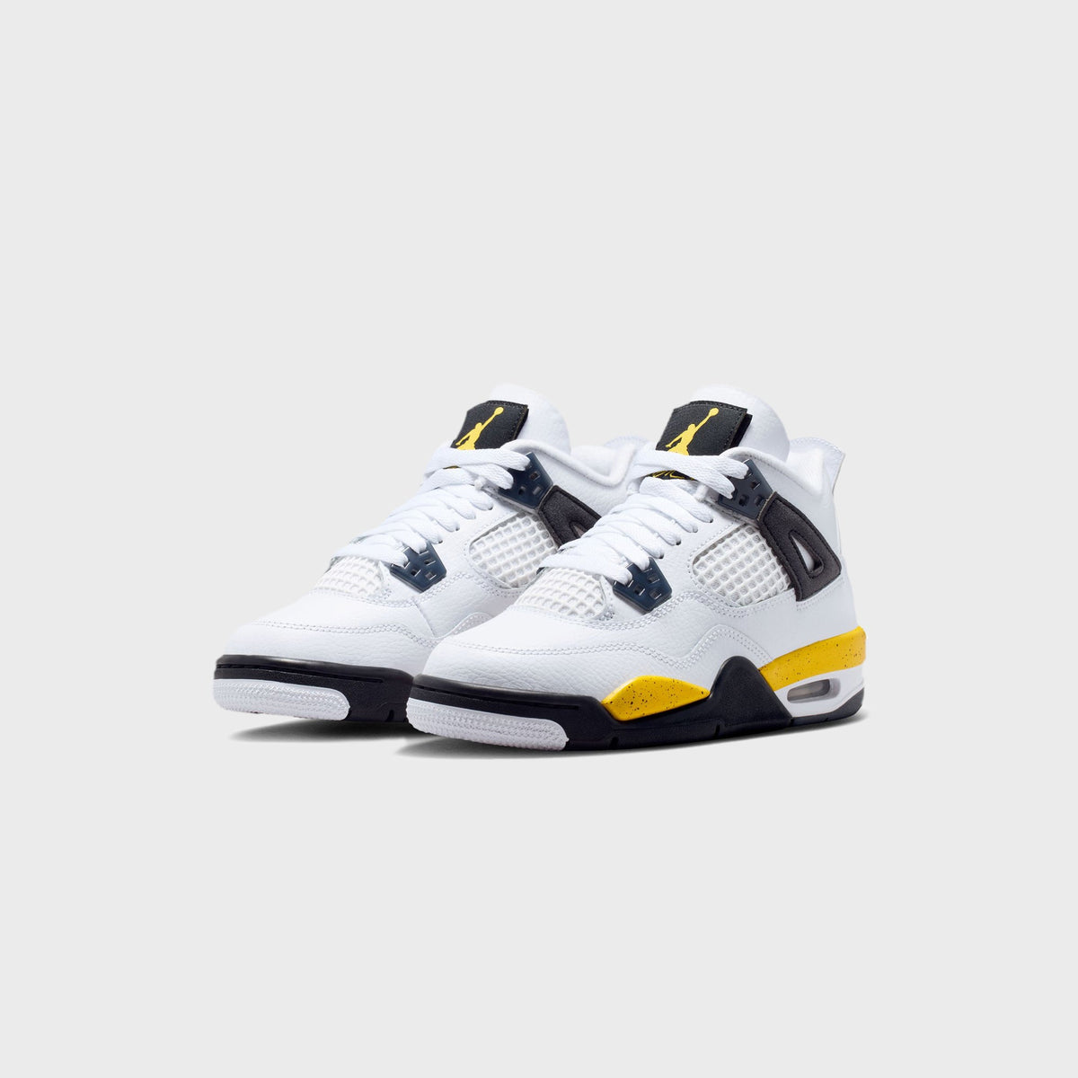 Jordan GS Air Jordan 4 Retro - White / Dark Blue Grey / Black / Tour Yellow