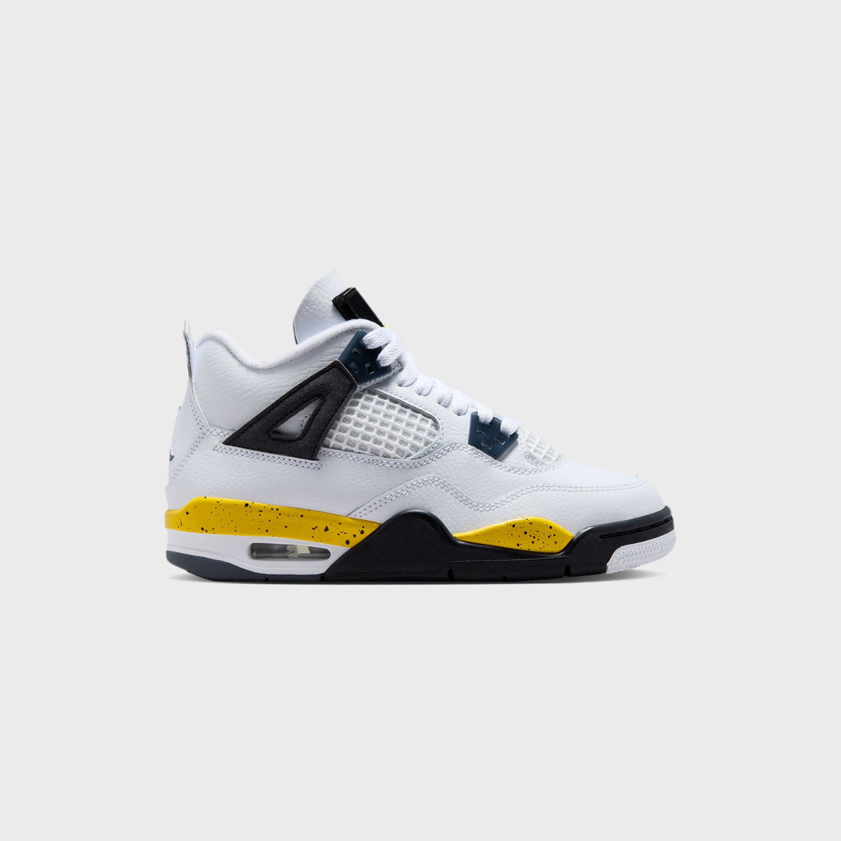 Jordan GS Air Jordan 4 Retro - White / Dark Blue Grey / Black / Tour Yellow