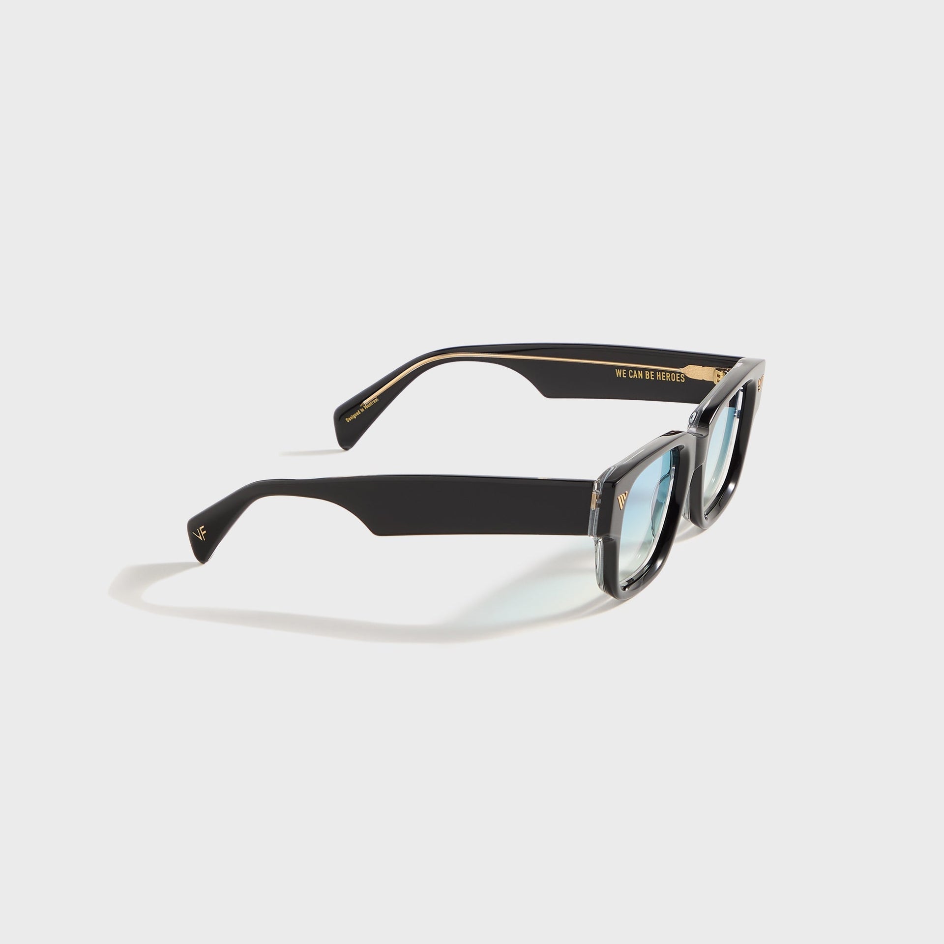 Vintage Frames Bowie Black and Clear Acetate in Glossy Black / Blue