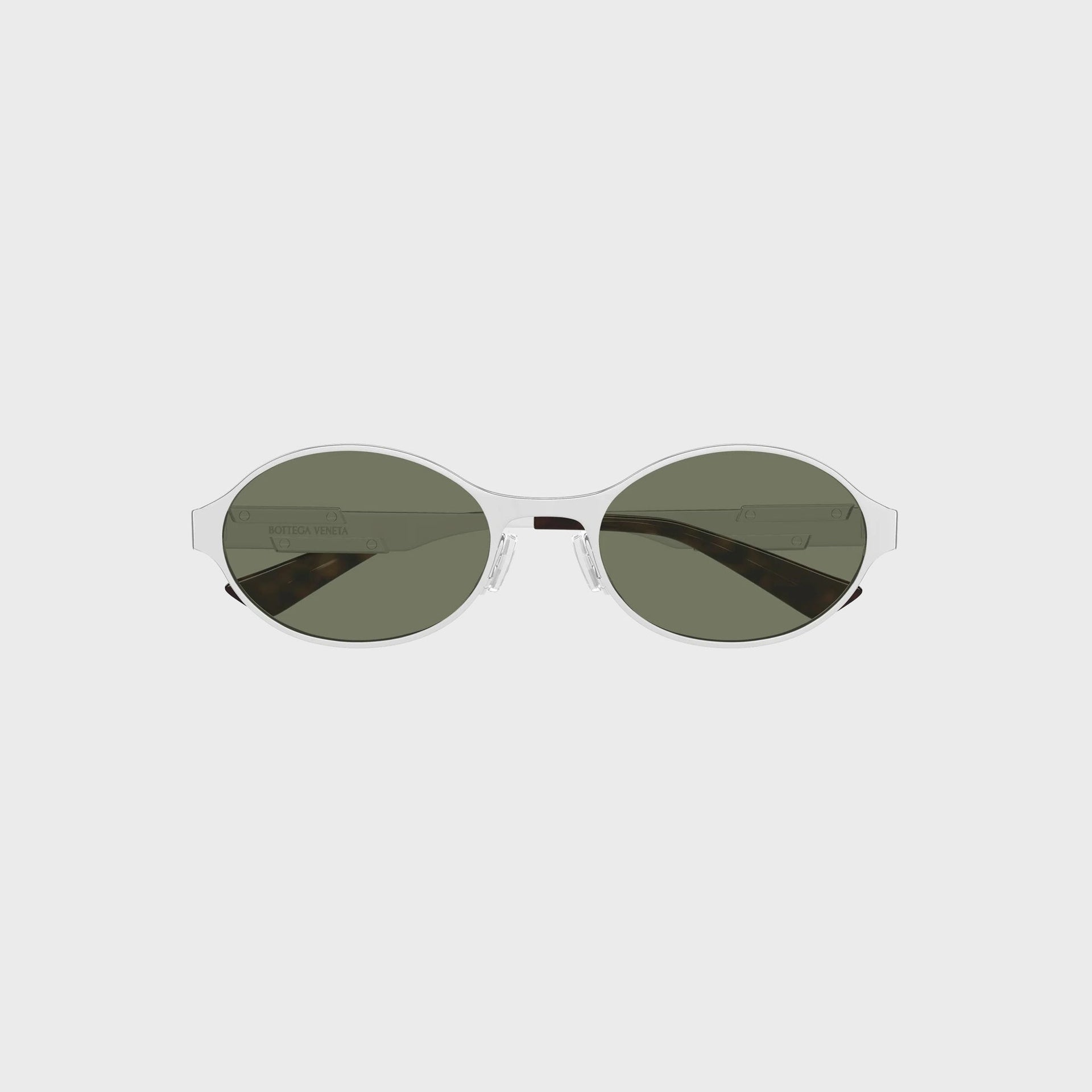 Bottega Veneta Dash Oval Sunglasses - Silver / Green