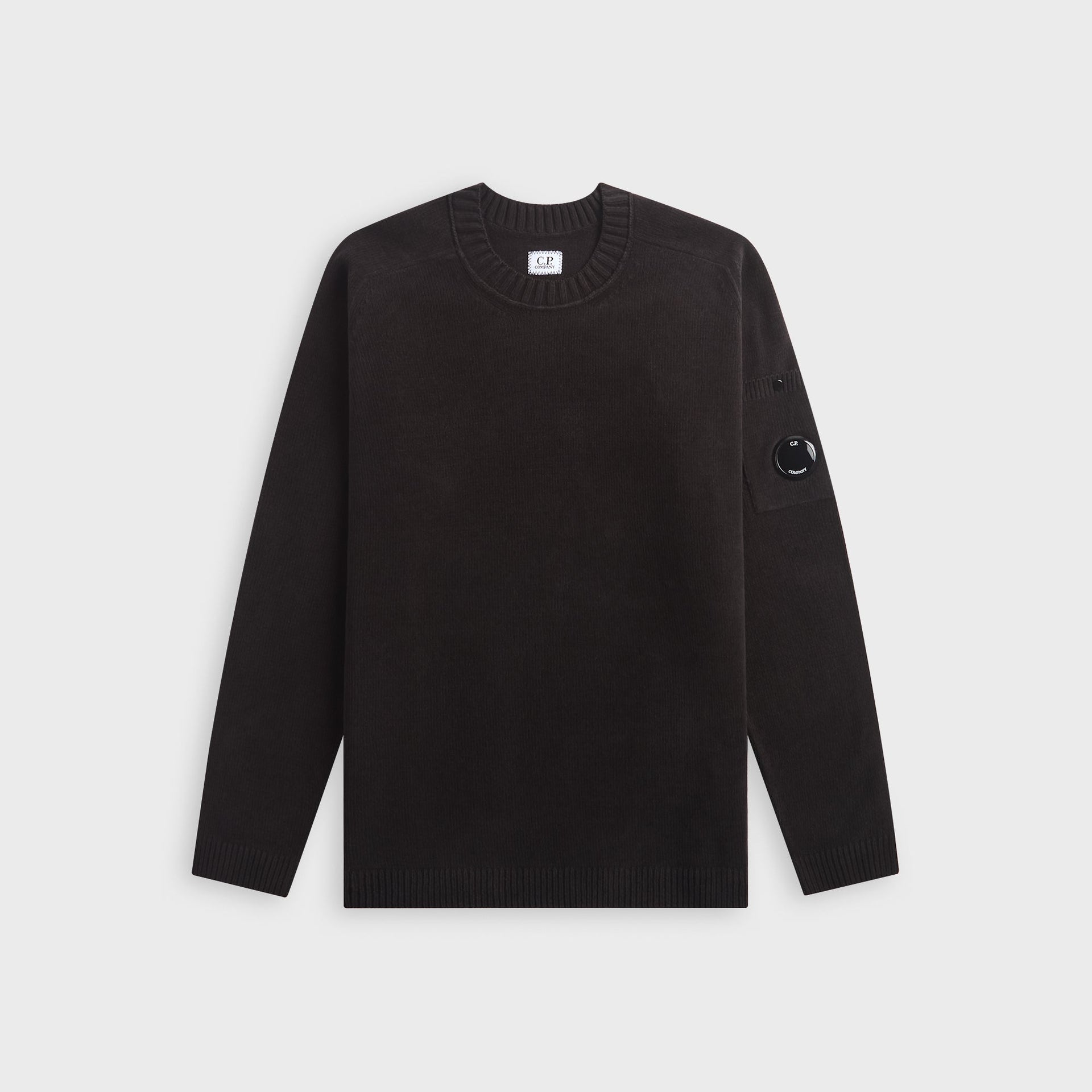 C.P. Company Cotton Chenille Crewneck Lens Sweater - Black
