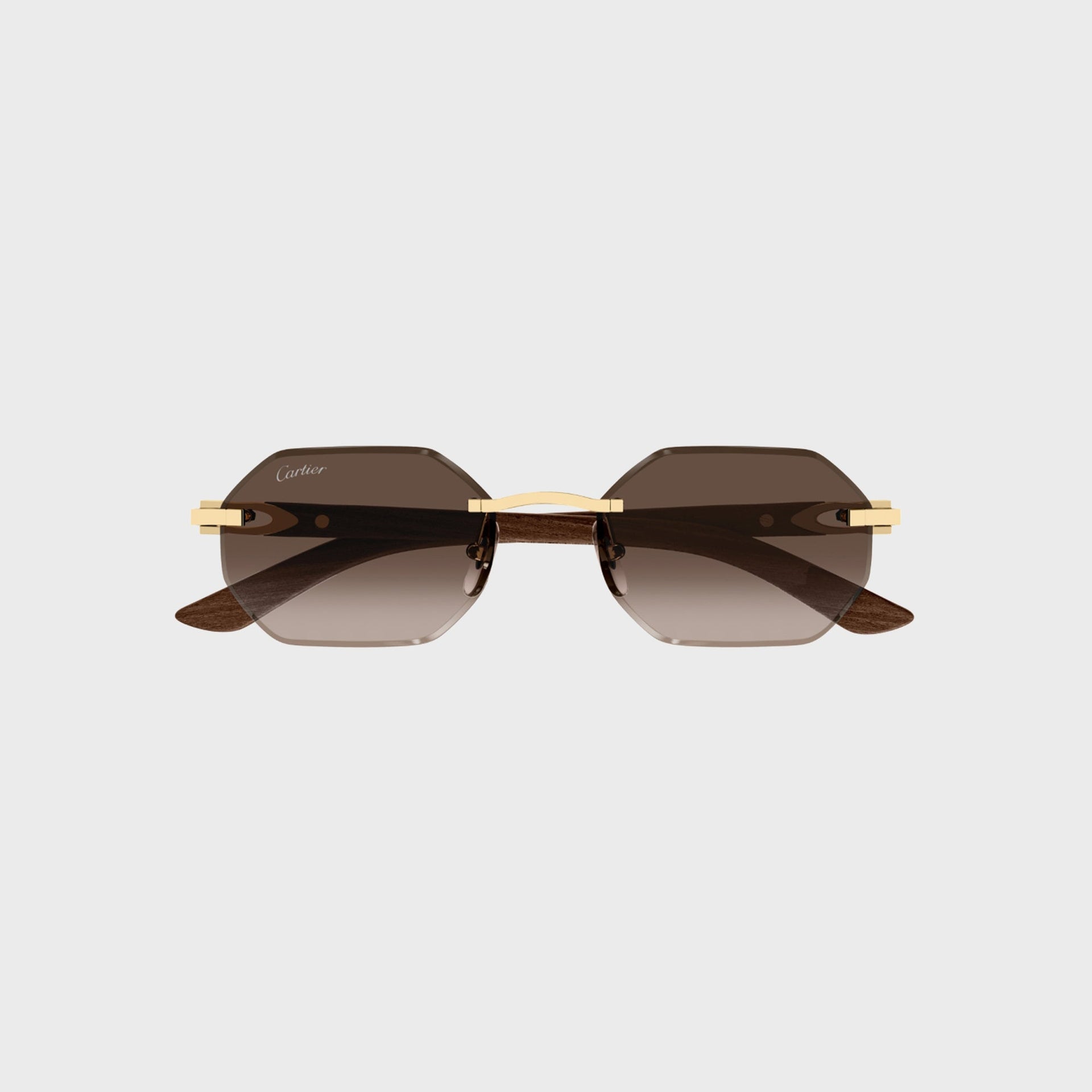 Cartier CT0439S Man Wood Sunglasses - Gold / Yellow / Brown