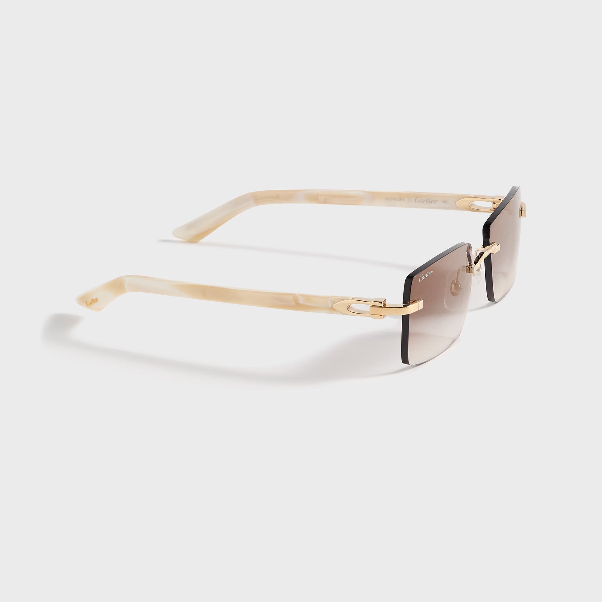 Cartier Rectangle Frame Sunglasses - Gold / Ivory / Grey