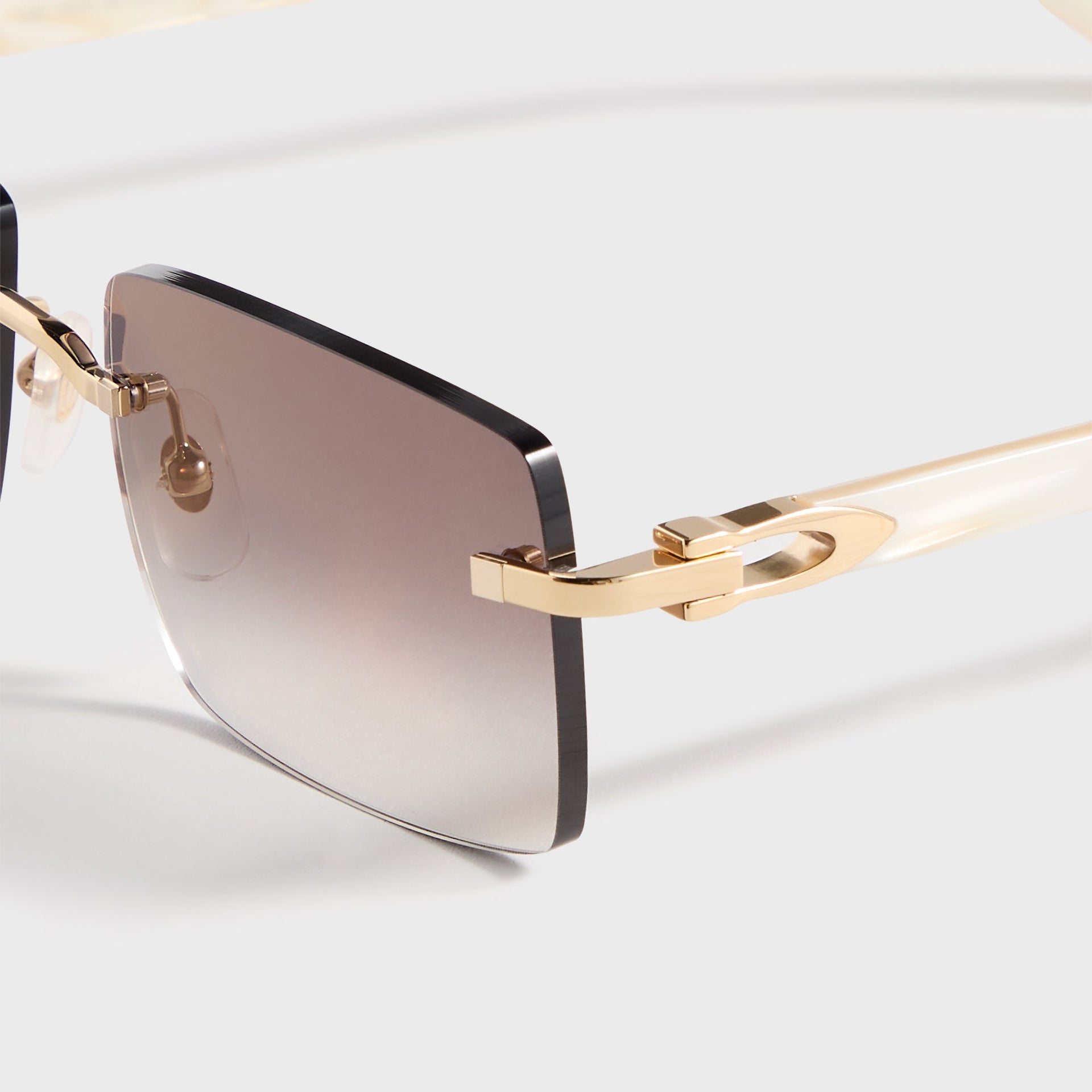 Cartier Rectangle Frame Sunglasses - Gold / Ivory / Grey