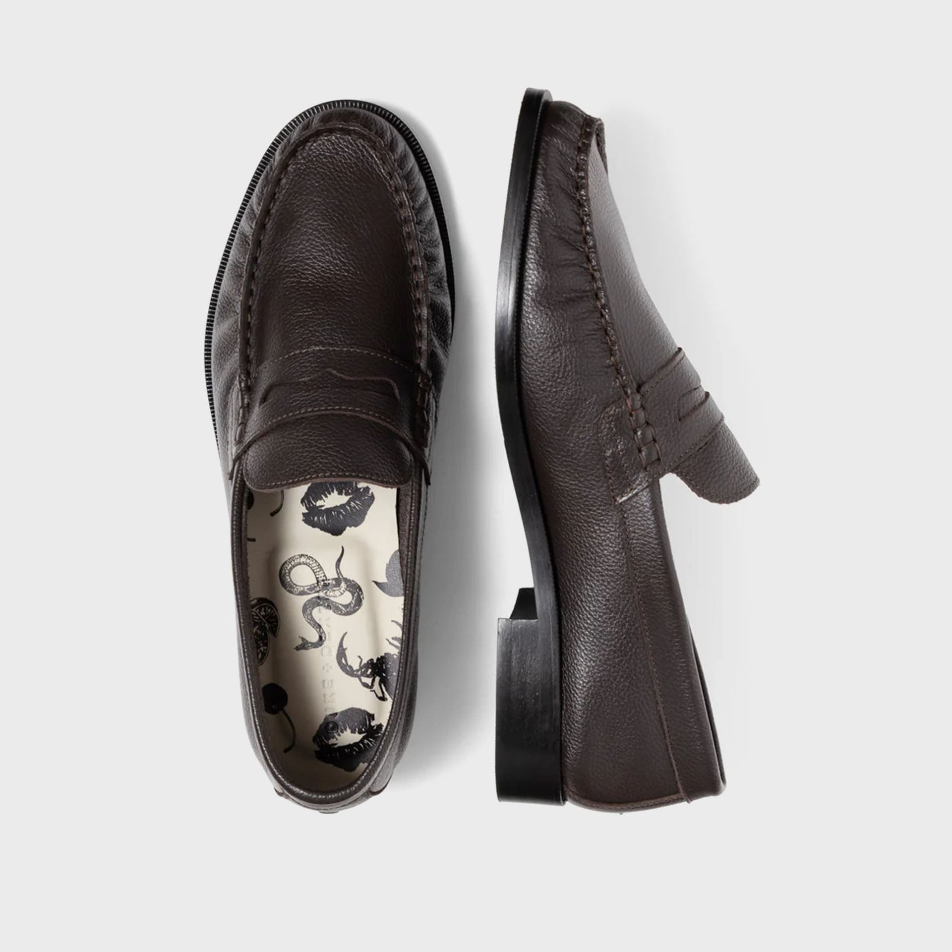 DUKE + DEXTER Ezra Pebble Pleated Penny Loafer - Chestnut