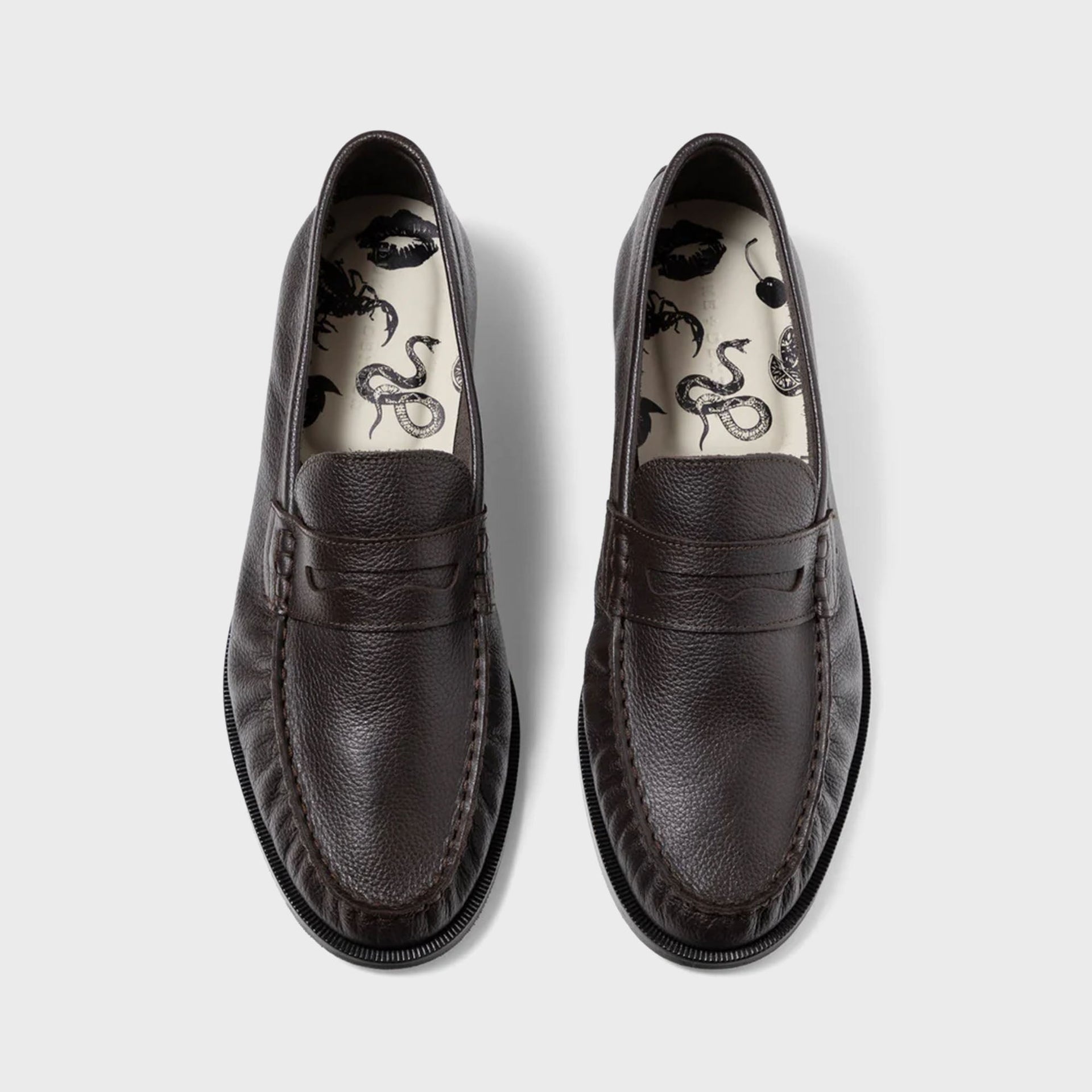 DUKE + DEXTER Ezra Pebble Pleated Penny Loafer - Chestnut