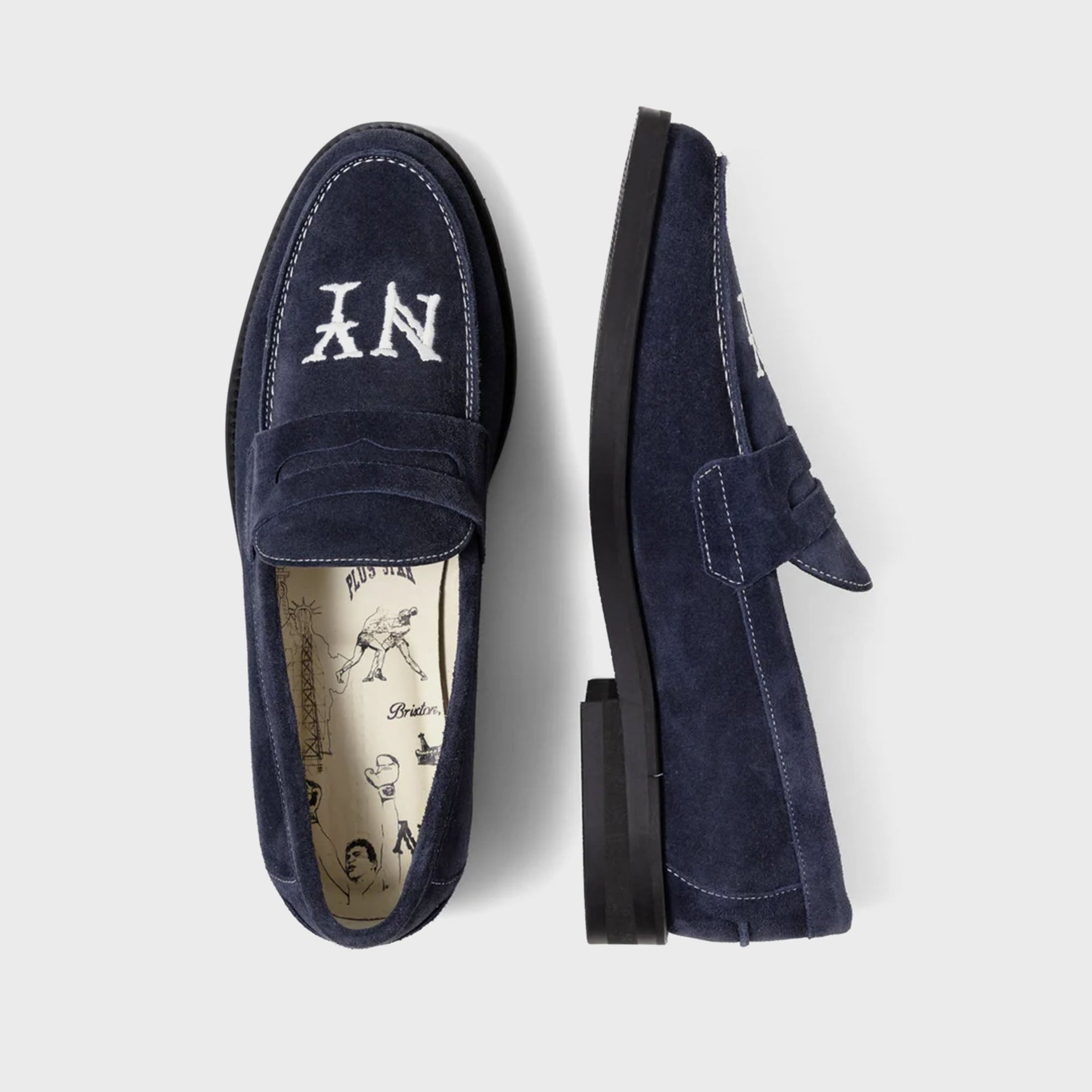 DUKE + DEXTER Wilde NY Suede Penny Loafer - Navy