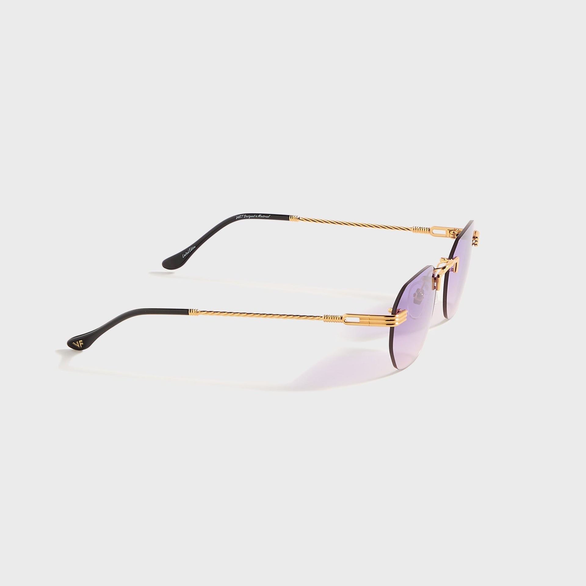 Vintage Frames Detroit Player Rimless Drill Mount 24KT in Gold / Purple Gradient