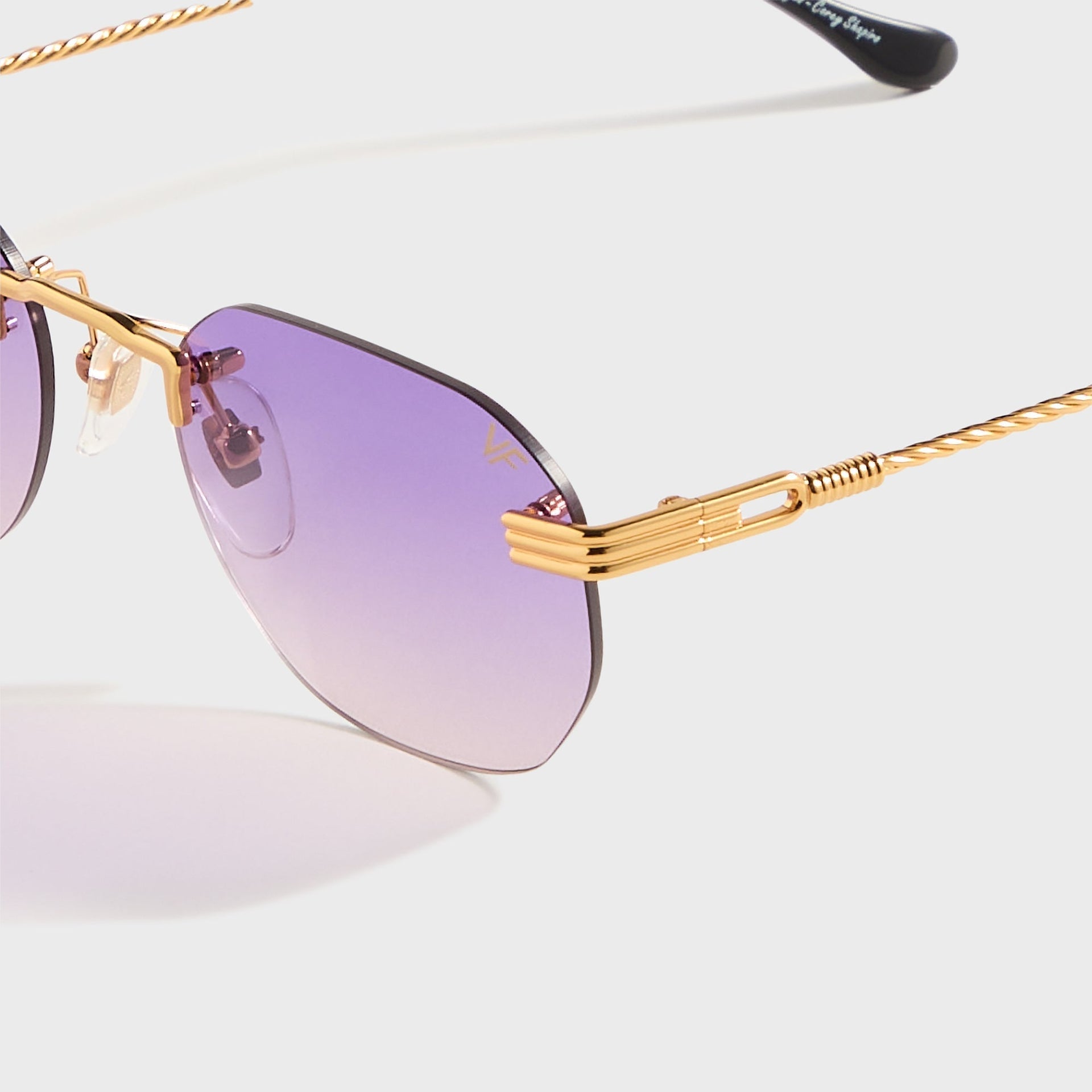 Vintage Frames Detroit Player Rimless Drill Mount 24KT in Gold / Purple Gradient