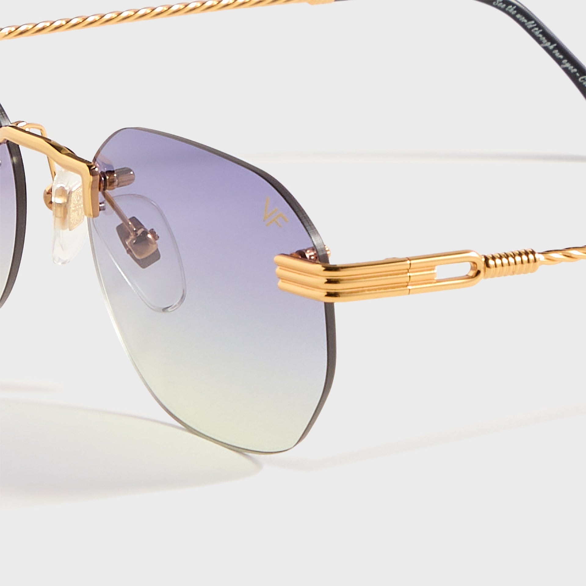 Vintage Frames Detroit Player Rimless Drill Mount 24KT in Gold Grape / Yellow Gradient