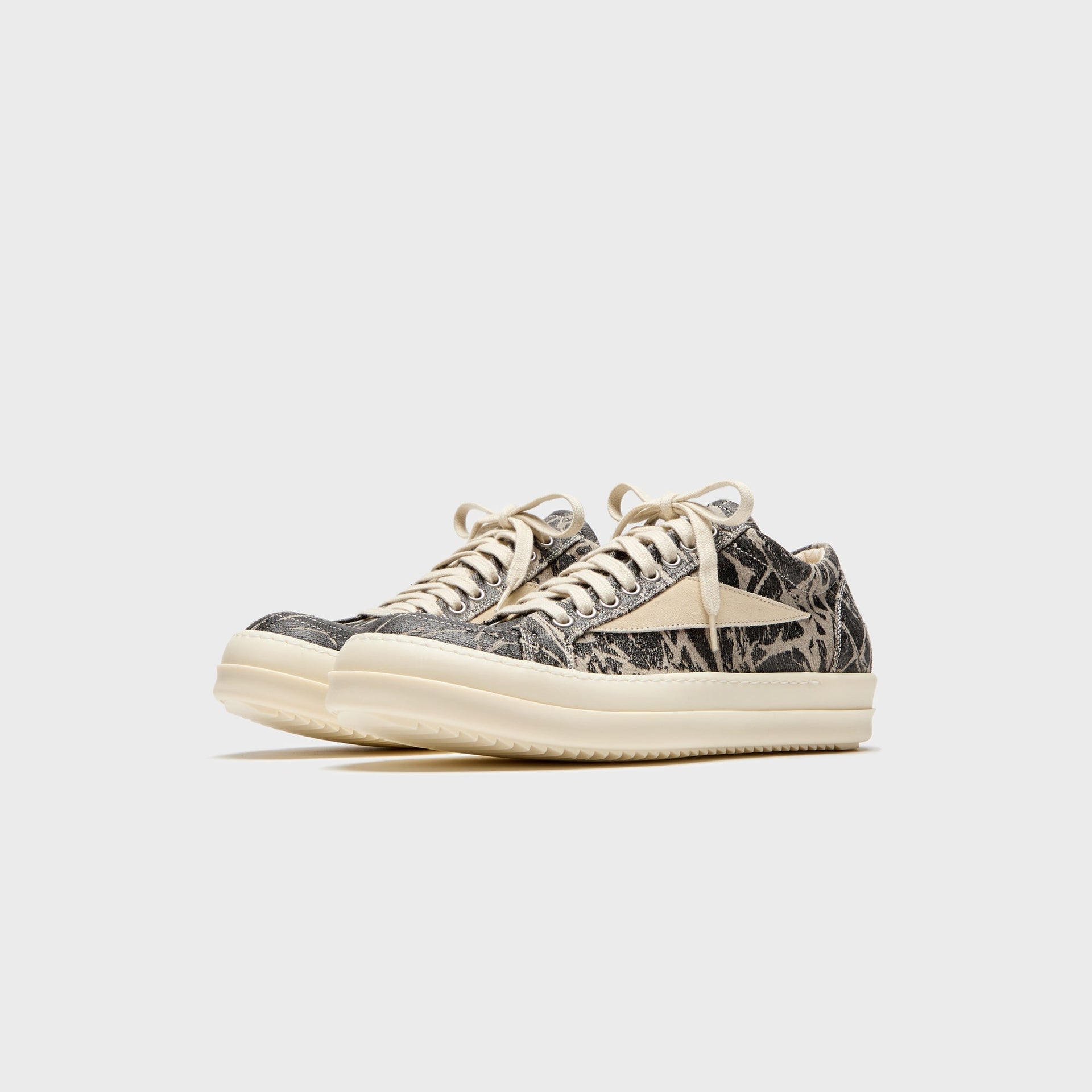 Rick Owens Concordians Vintage Sneaks - Black Washed Foil / Milk / Milk