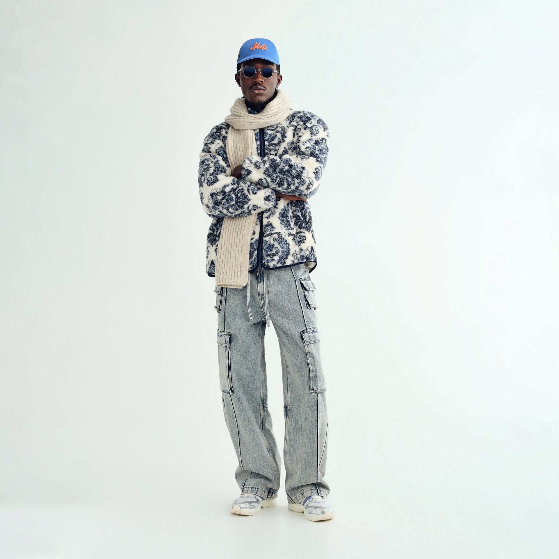Kith Damask Floral Sherpa Harper Jacket - Sandrift
