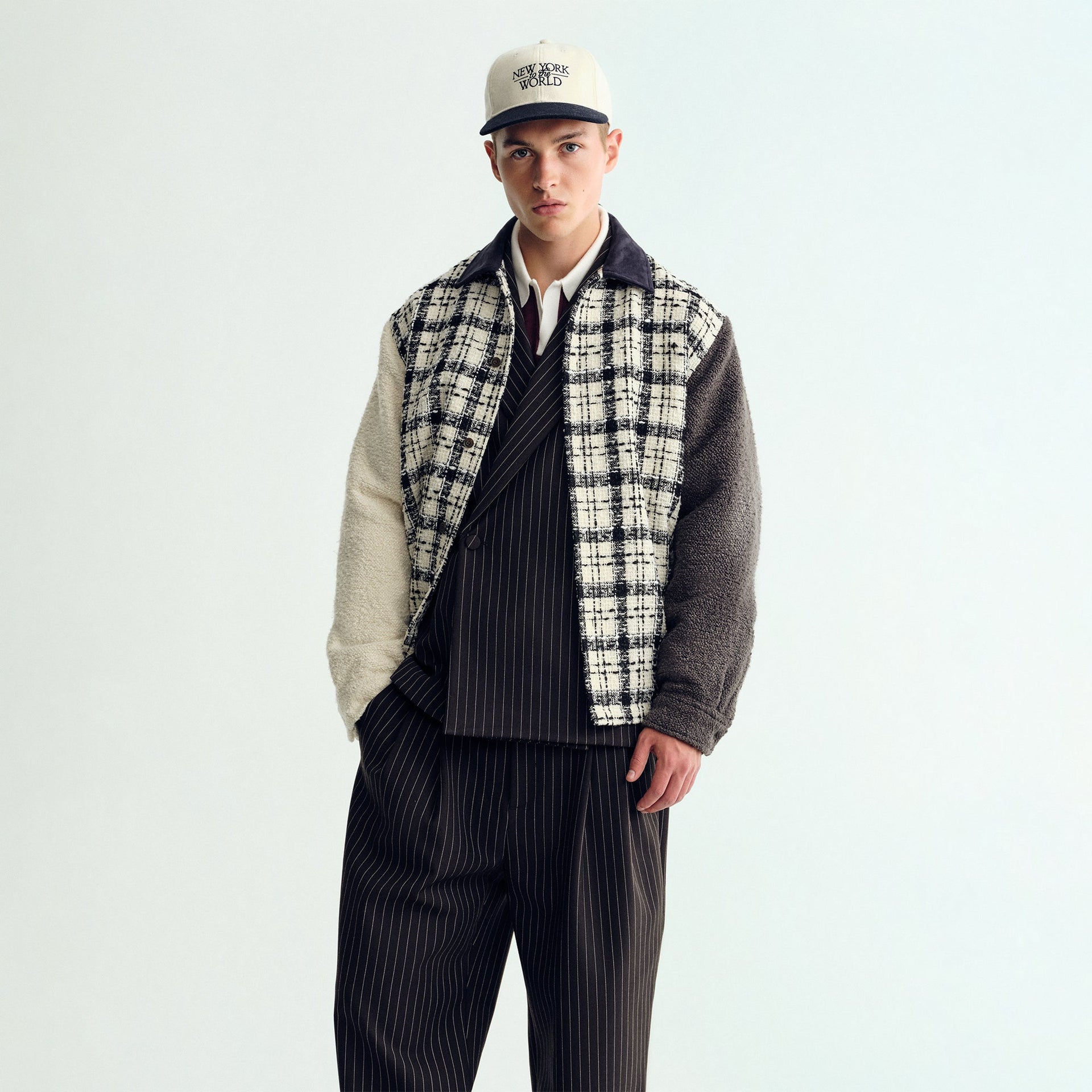 Kith Mixed Tweed Boxy Collared Overshirt - Sandrift