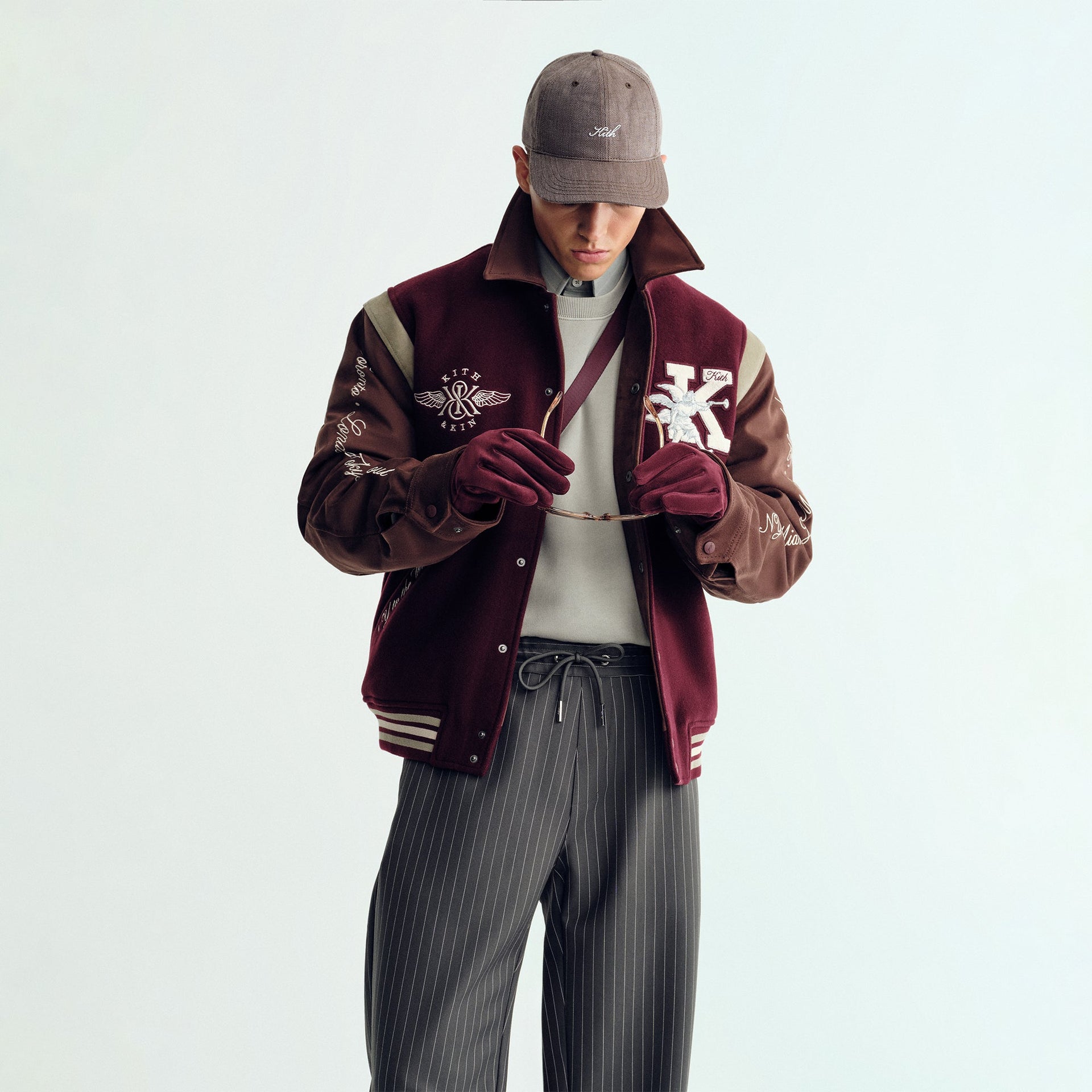 Kith Wool & Microsuede Varsity Jacket - Magma