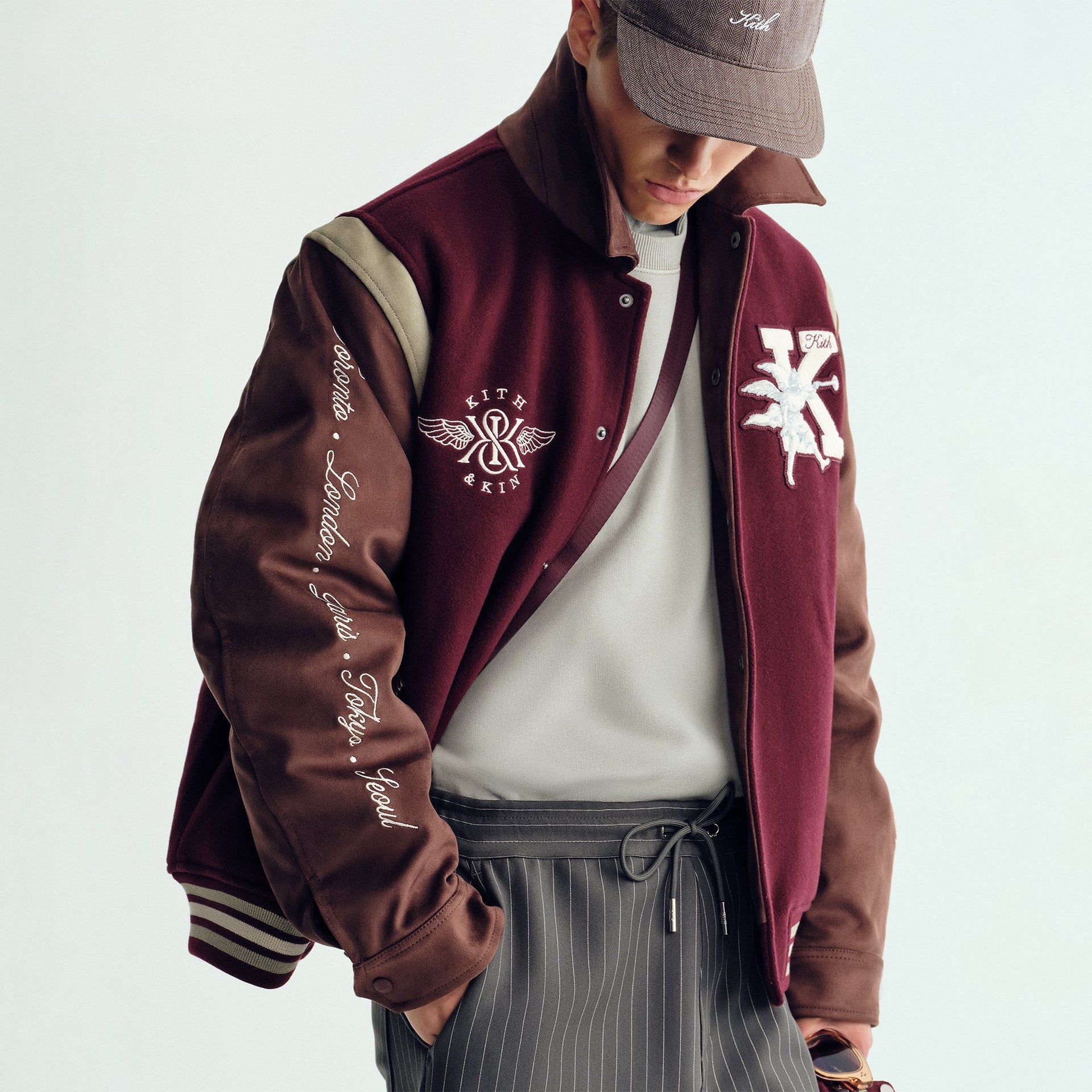 Kith Wool & Microsuede Varsity Jacket - Magma