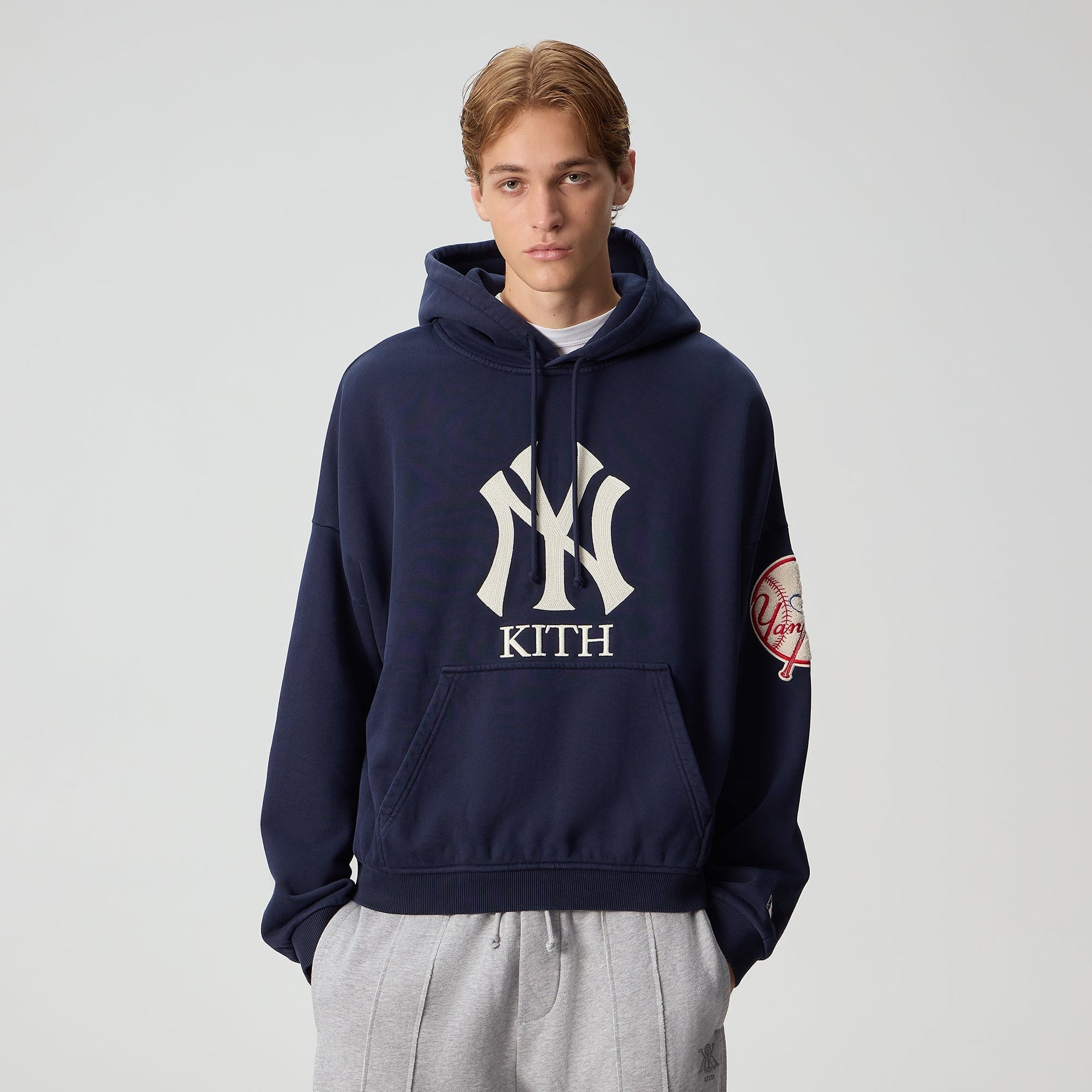 Kith for the New York Yankees Plush Fleece Cropped Braxton Hoodie - Nocturnal