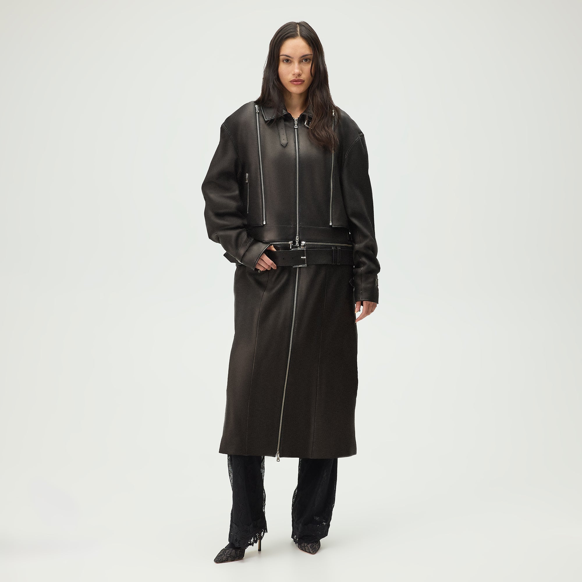 Lisa for Kith Women Hera Convertible Leather Coat - Black – Kith UK