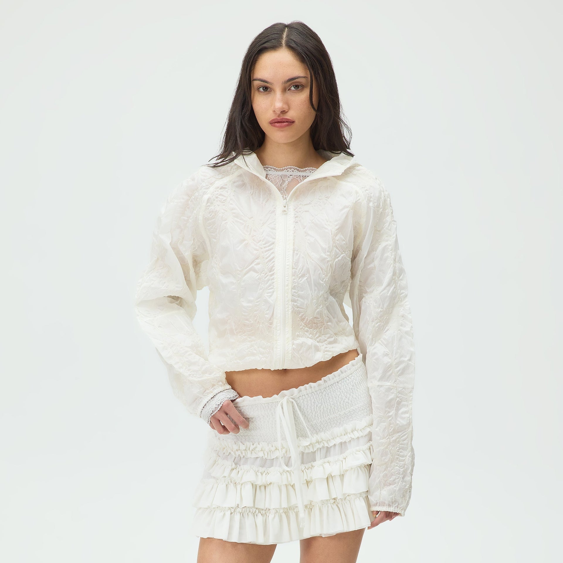 Lisa for Kith Women Solene Ruched Shell Jacket - Sandrift