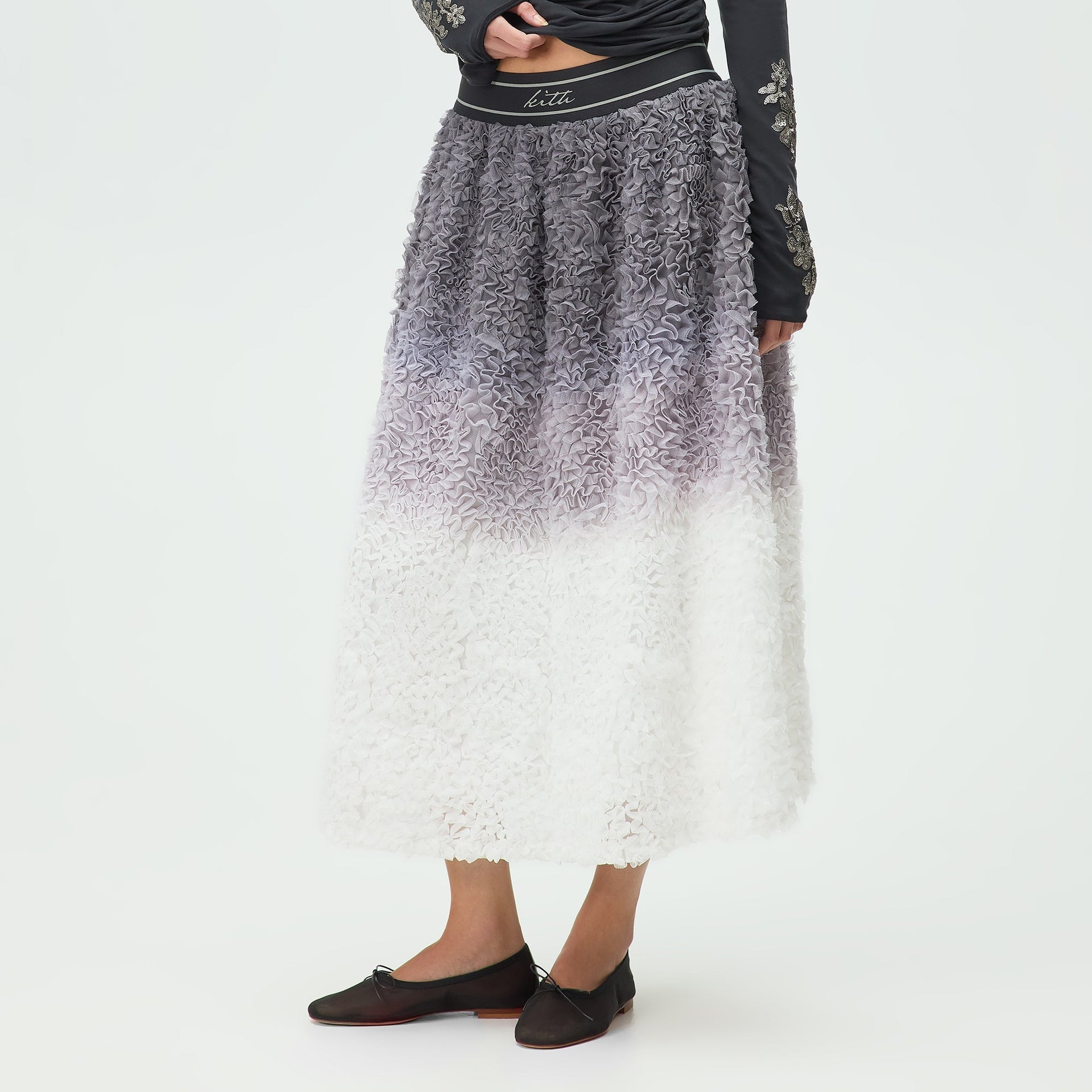 Lisa for Kith Women Rina Ombre Ruffle Midi Skirt - Multi