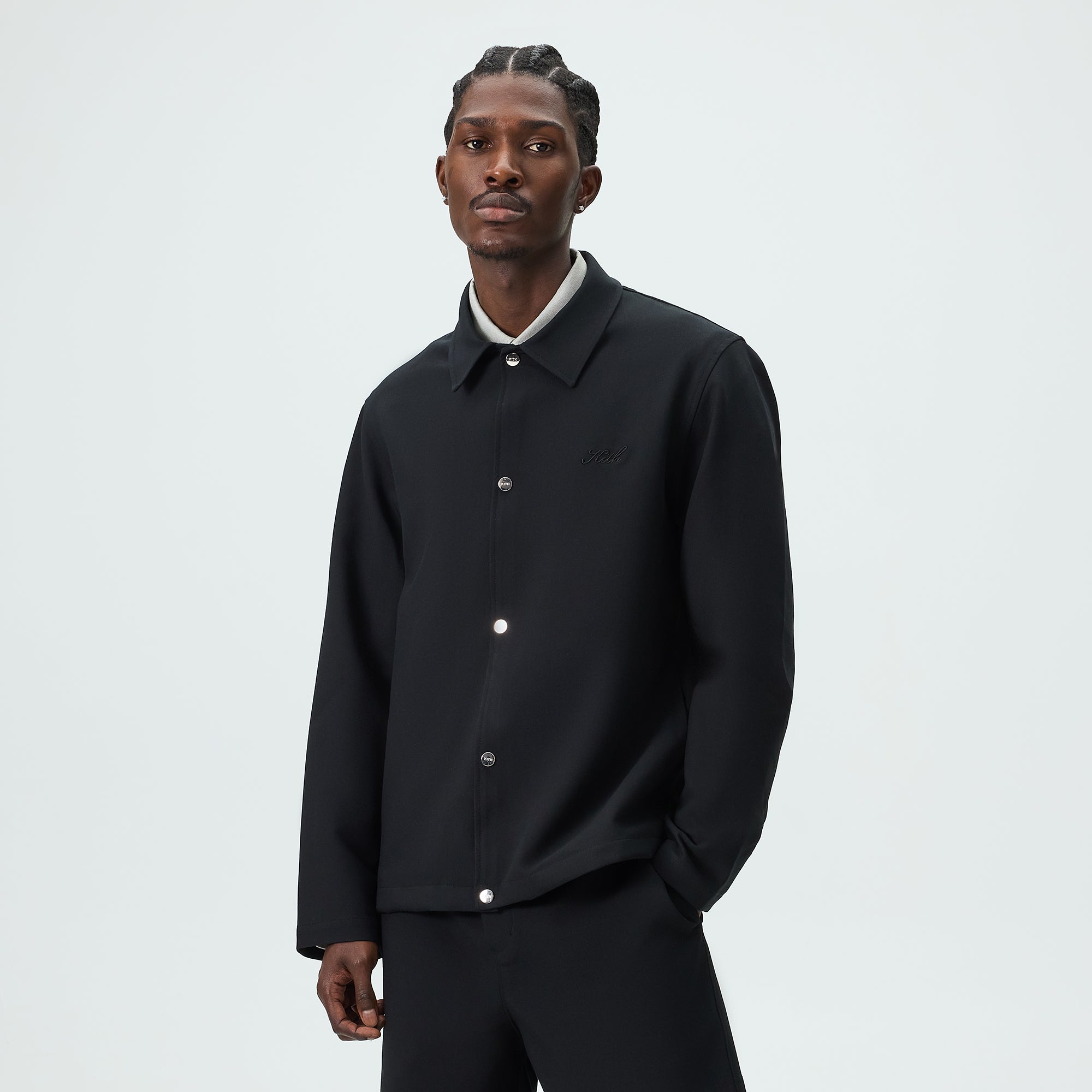 Kith Midweight Double Weave Coaches Jacket - Black – Kith UK