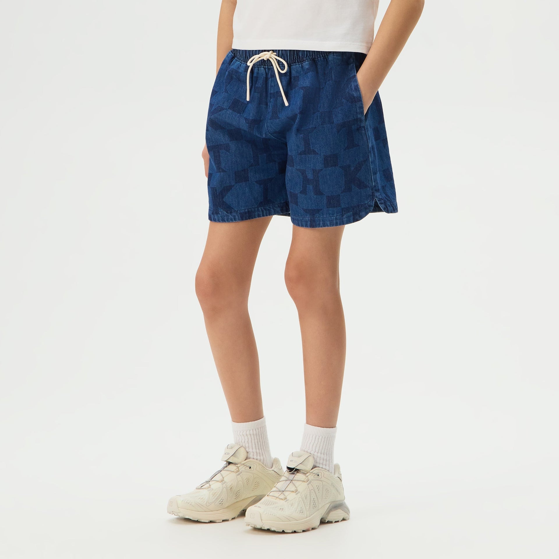 Kith Kids Monogram Denim Short - Stoerm Mid Wash