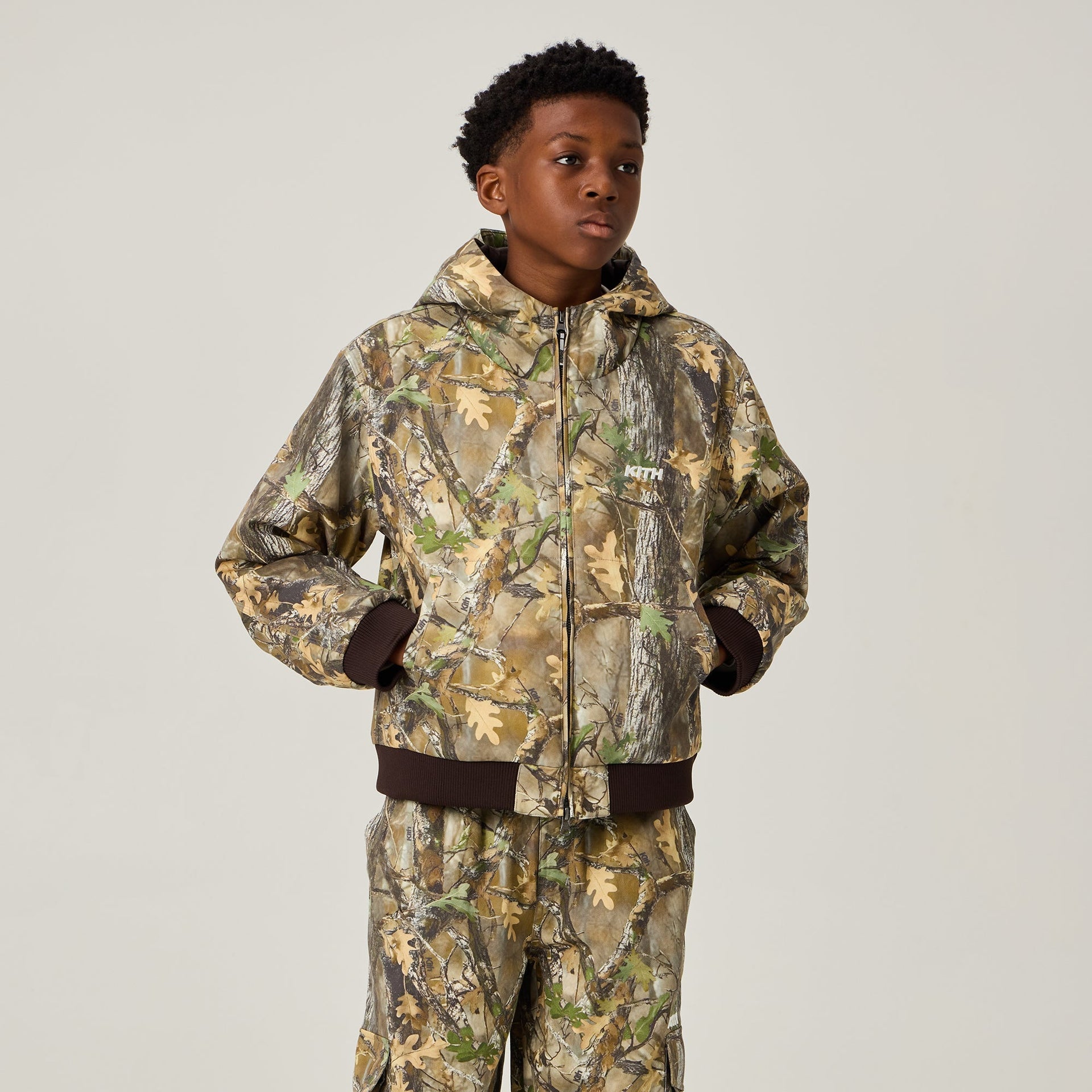 Kith Kids Twill Hooded Owen Jacket - Earth