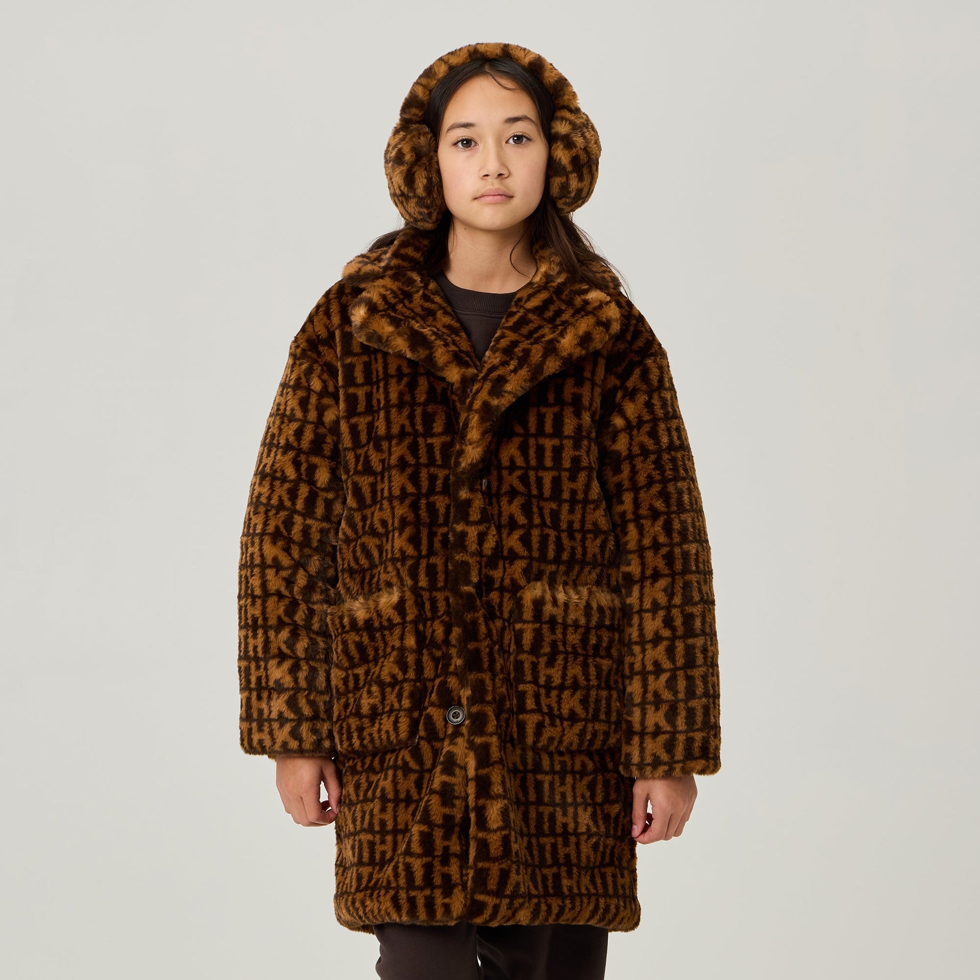 Kith Kids Faux Fur Monogram Royce Coat - Legacy