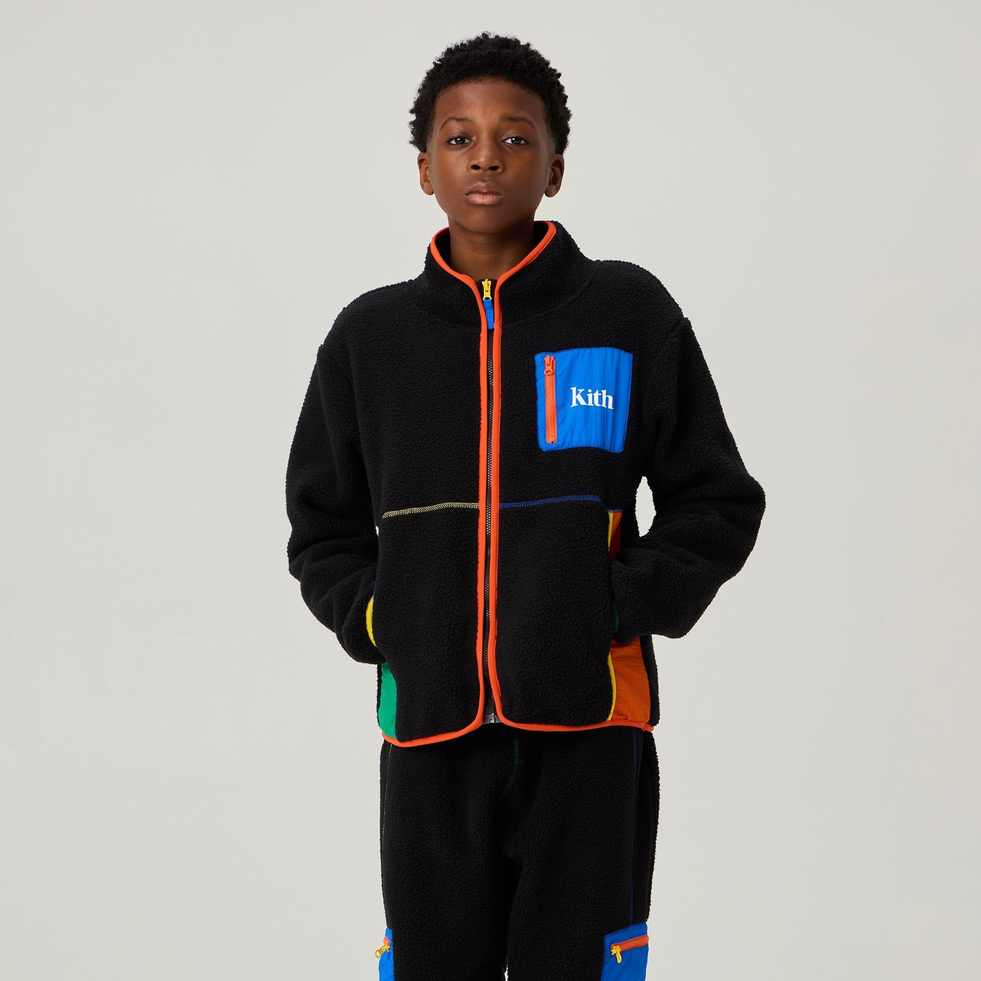 Kith Kids Color-Block Sherpa Antony Full Zip - Black – Kith UK
