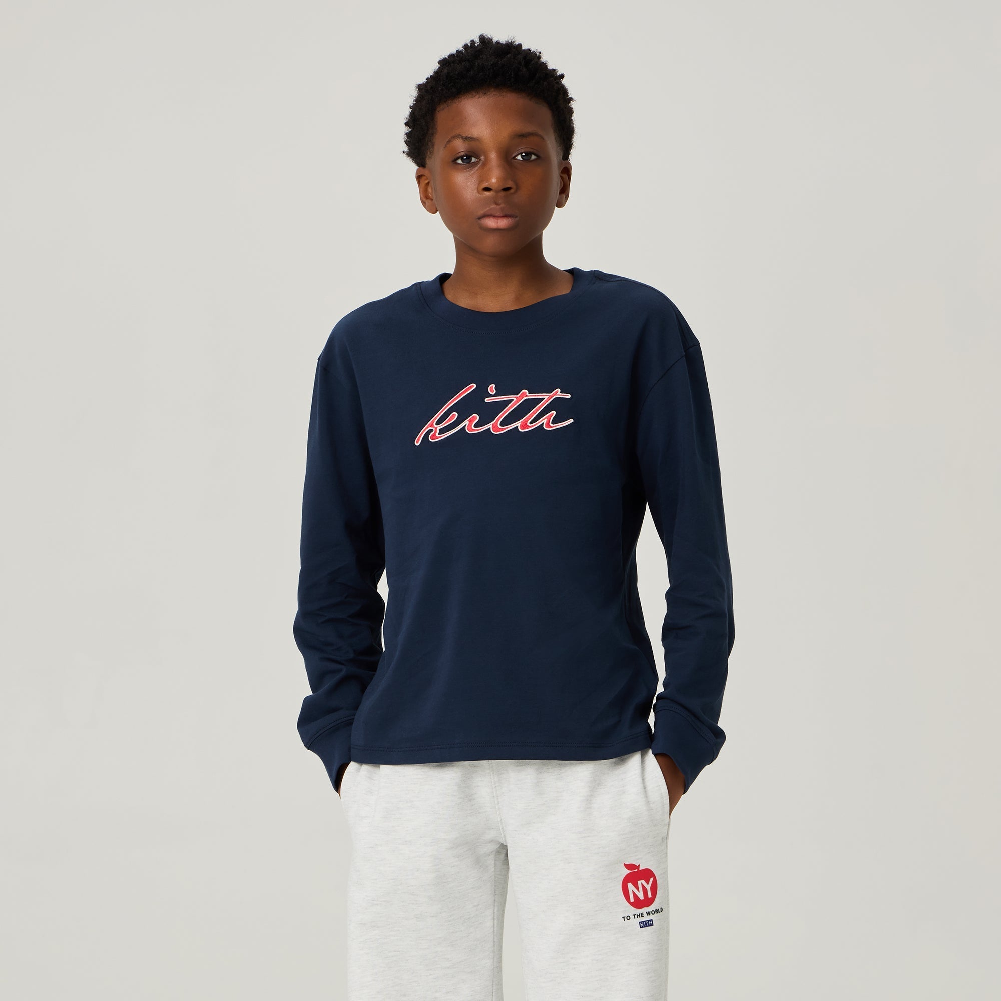 Kith Kids Signature Logo Long Sleeve Tee - Nocturnal – Kith UK